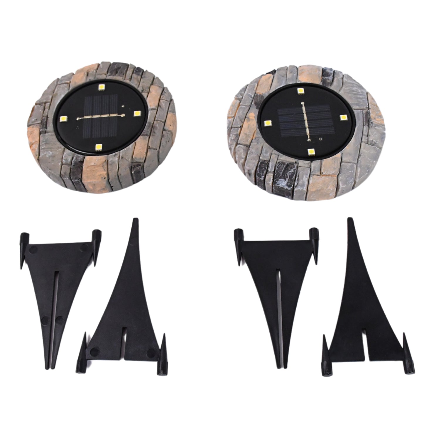 Disk Lights Slate  Heavy Duty Outdoor Solar Pathway Lights  4 Led (2 Pc) - Happy Price - Image 4