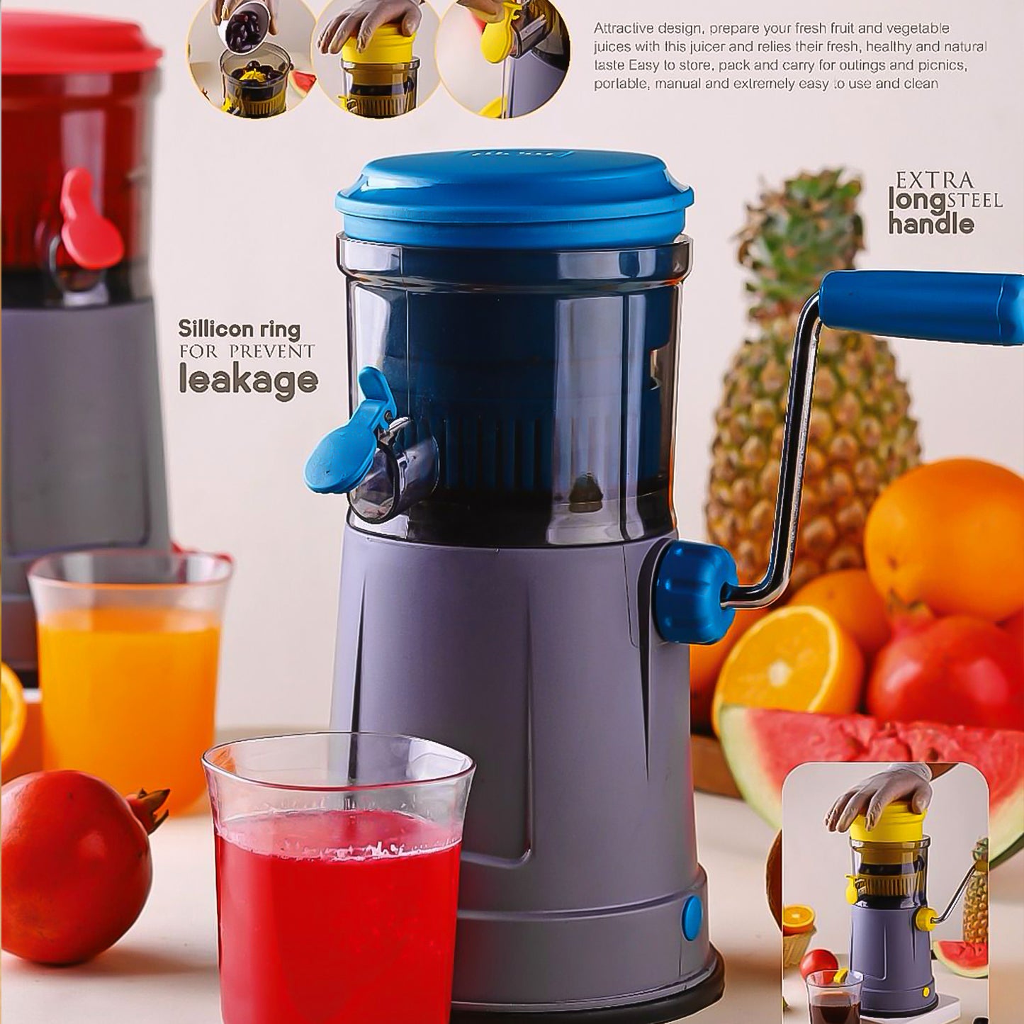 Supermom Pulpy Fruit Juicer With Extra Long Handle And Silicone Ring (1 Pc) - Happy Price - Image 4
