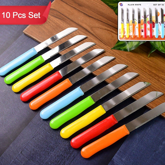 Premium Quality Stainless Steel Handle Plain Knife (10 Pc  1 Set) - Happy Price - Image 1