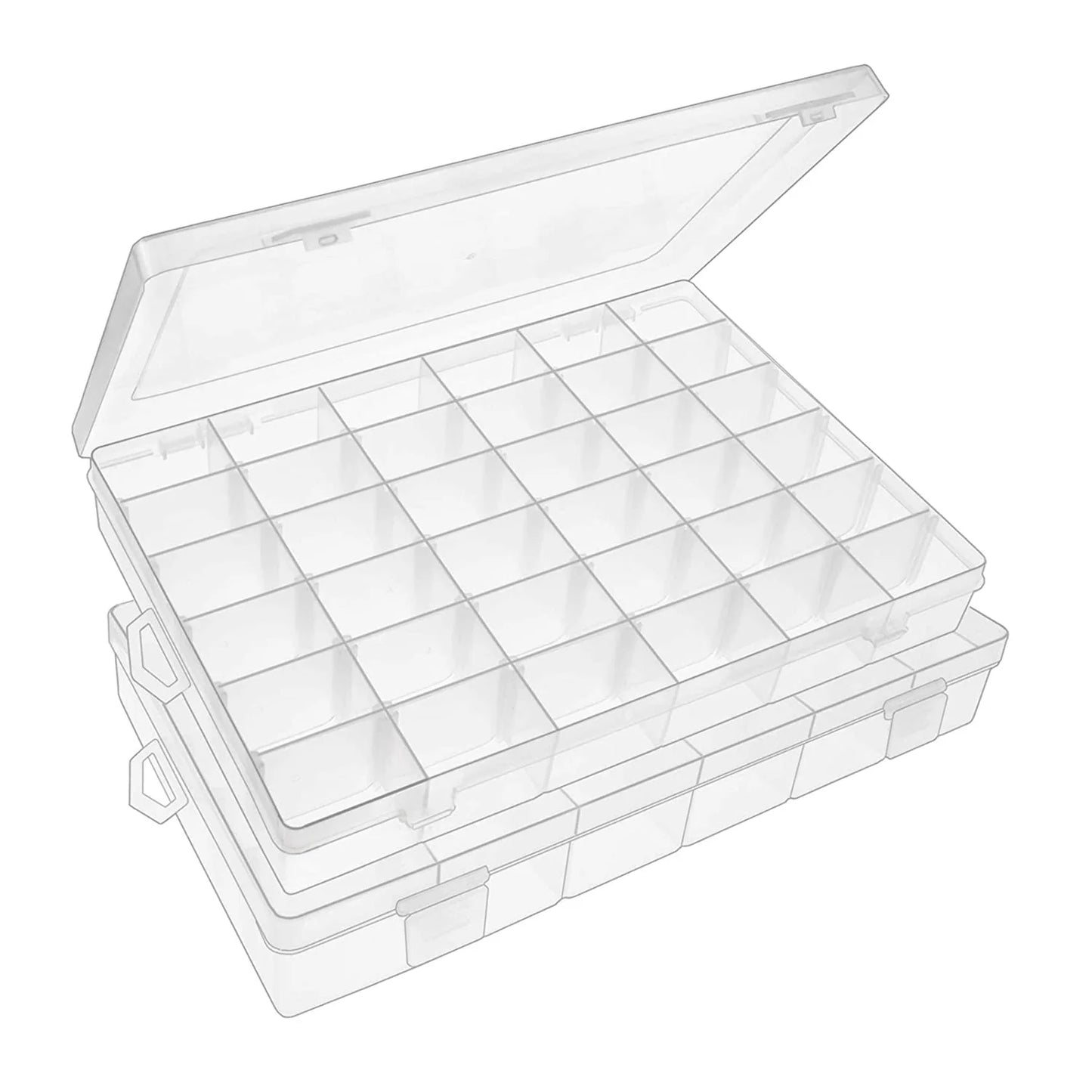 36 Grids Clear Plastic Organizer Jewelry Storage Box With Adjustable Dividers Transparent Organizer Box (1pc) - Happy Price - Image 7