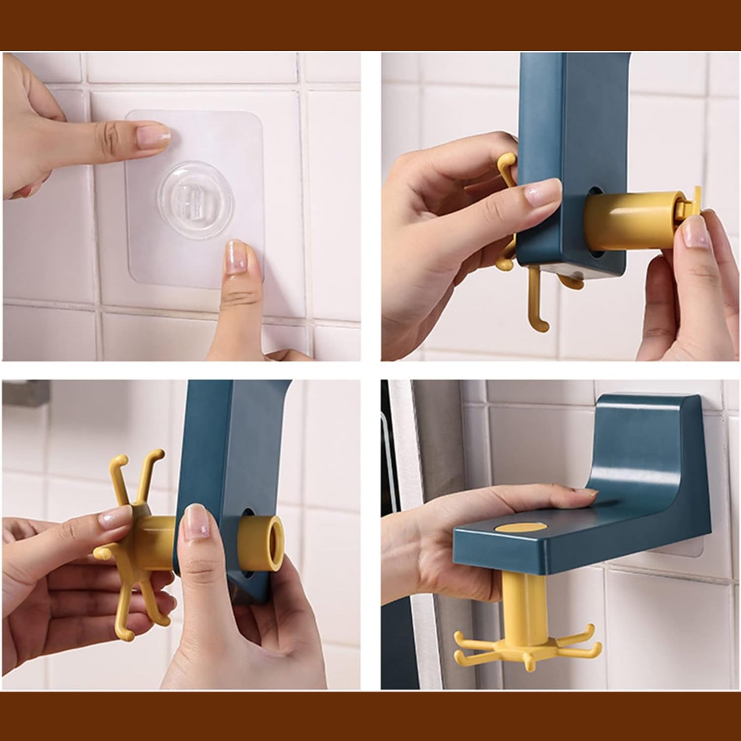 360 Degree Rotating Self Adhesive Plastic Wall Hook Hanger Multifunctional Hanger With 6 Heavy Duty Claw Hooks - Happy Price - Image 5