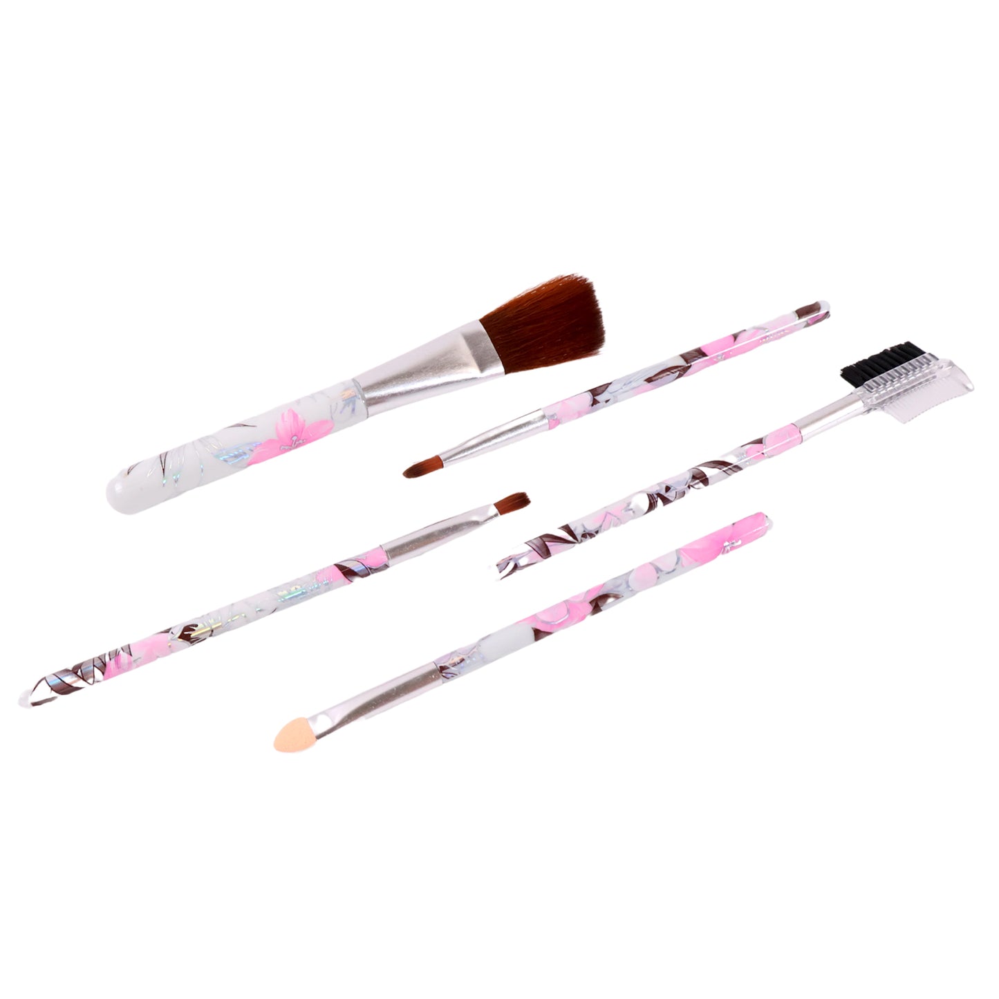 Floral Makeup Brush Set For Eyes Lips And Face (5 Pc) - Happy Price - Image 2