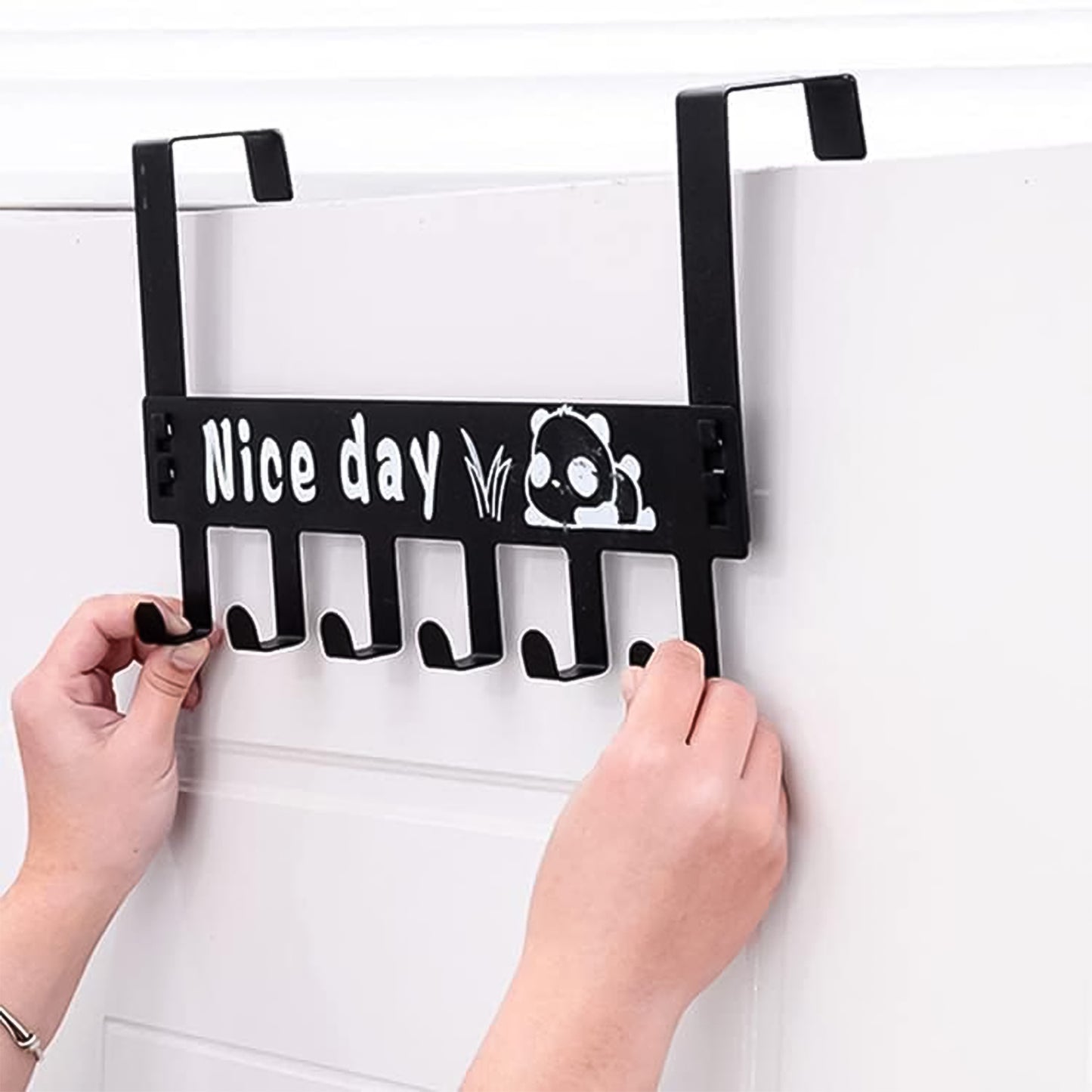 Heavy-duty Carbon Steel Door Hook Hanger Rack (2 Pc  6 Hook  Black) - Happy Price - Image 3