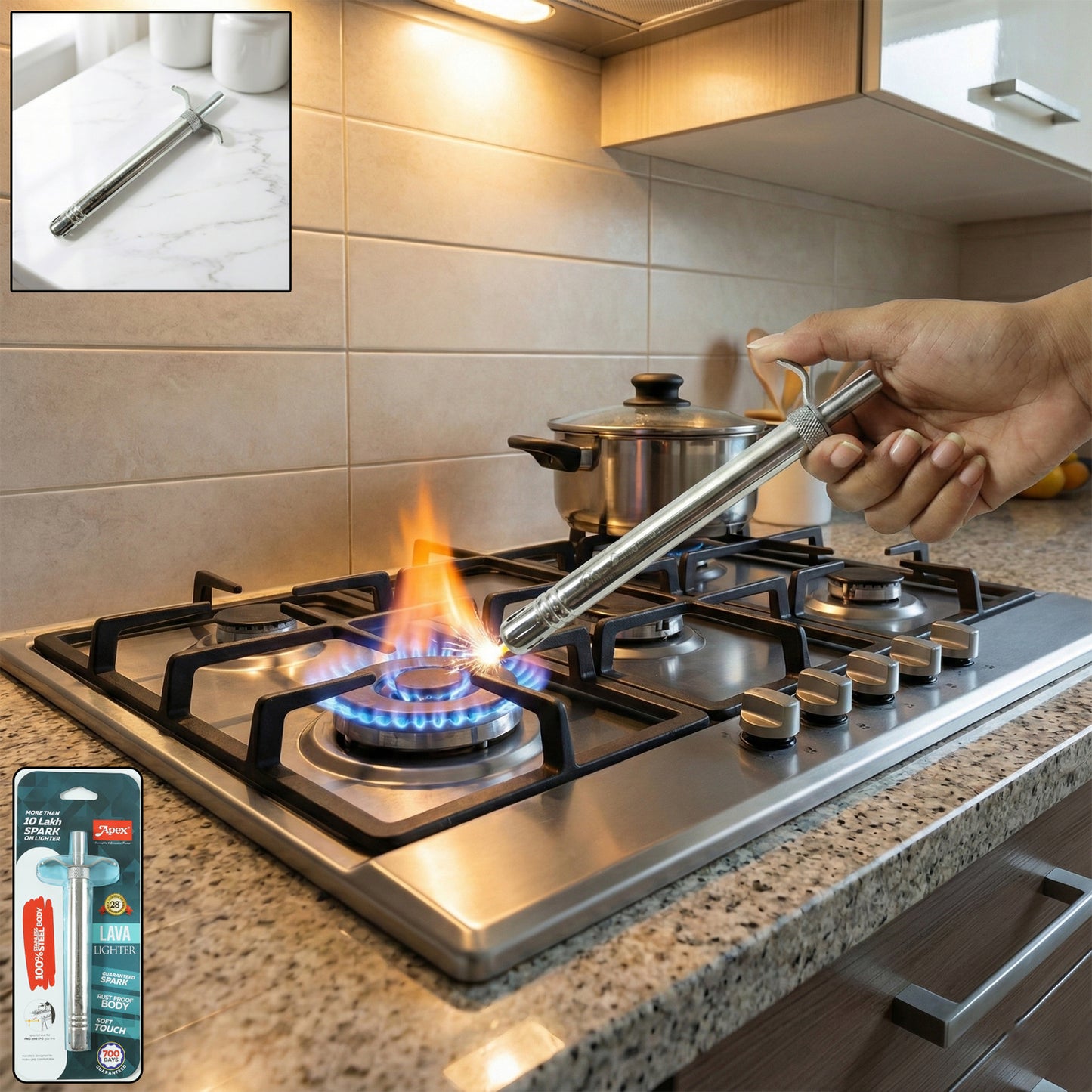 Manual Gas Stove Lighter with Long Handle - 1 Pc - Happy Price - Image 2