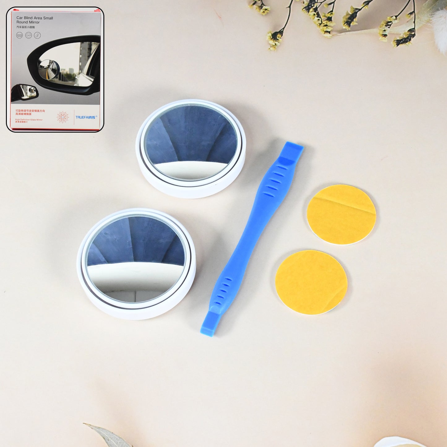 Car Blind Spot Side Mirror Round With Heavy Duty Plastic Spudger Pry Tool (2 Pcs Set) - Happy Price - Image 2