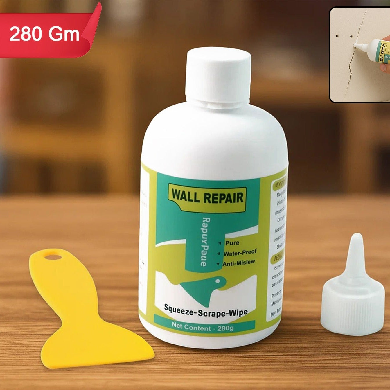 Wall Repair Cream with Scraper - 280g Tube for Cracks & Holes - Happy Price - Image 1