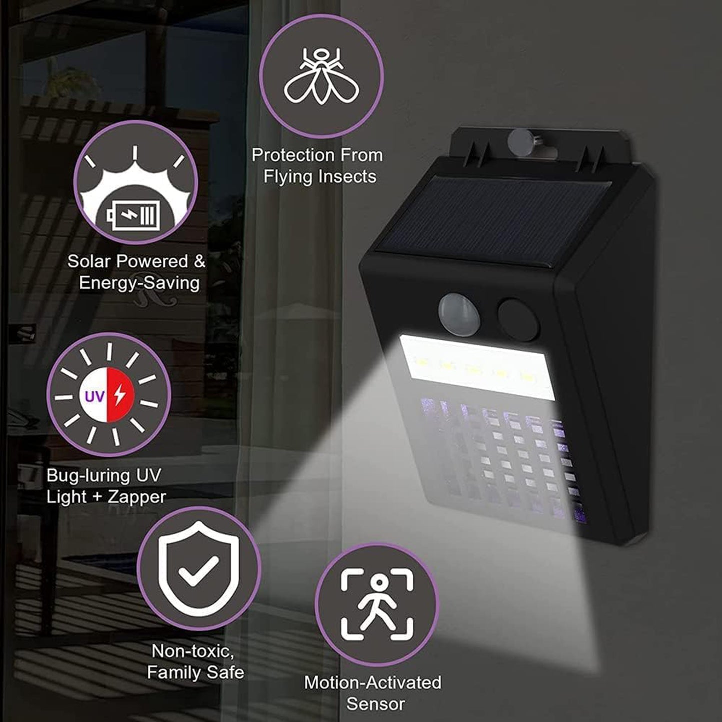 Bug Zapper Outdoor 2 In 1 Solar Mosquito Zapper Lamps (1 Pc) - Happy Price - Image 7