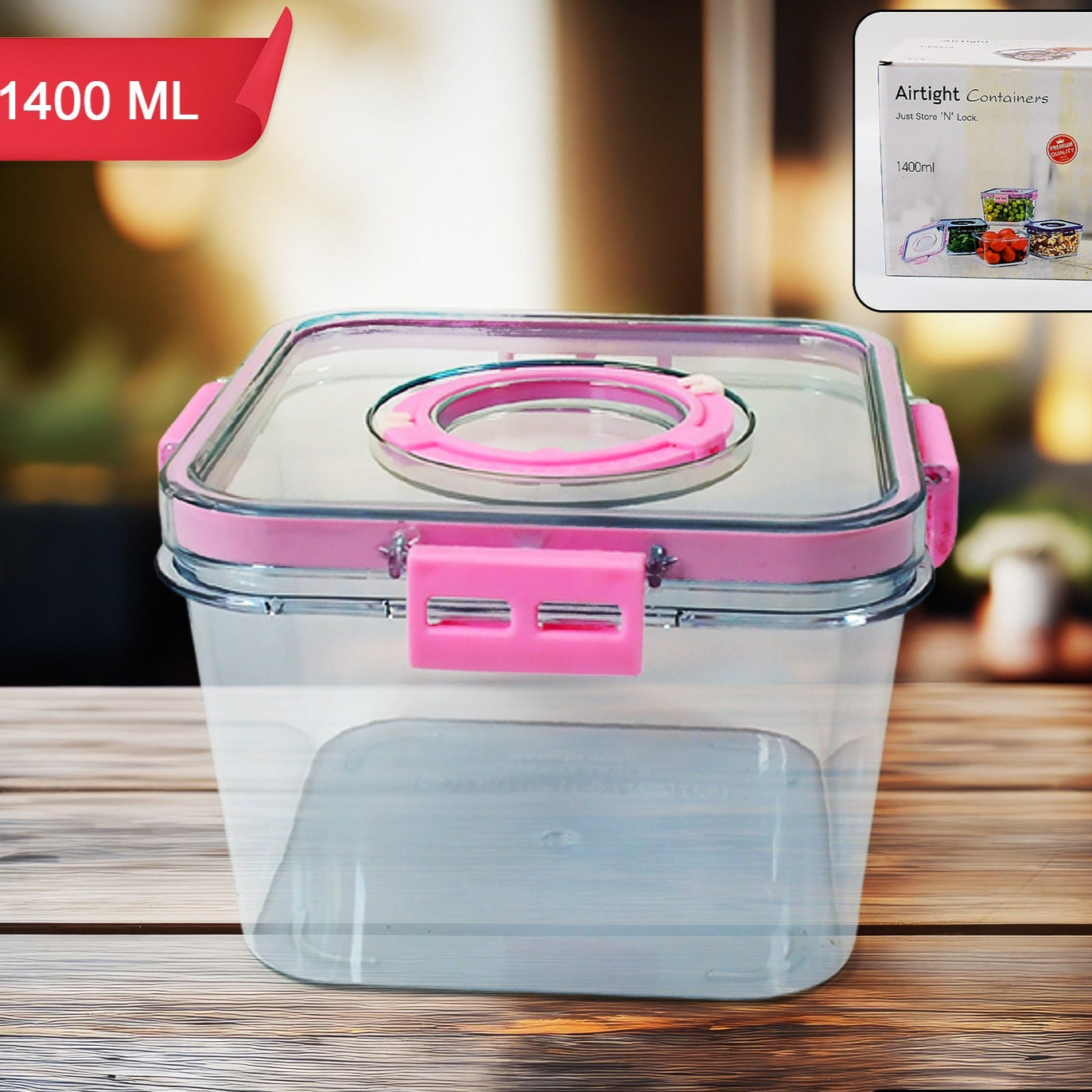 High Quality Plastic Food Storage Container Clear Washable Refrigerator Food Box Food Container Fruit Box Container With Lid (1400 Ml) - Happy Price - Image 1