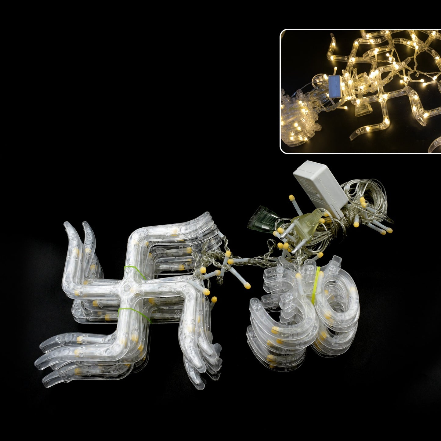 Swastik Om Curtain Decorative Lights String Lights With 12 Hanging Props138 Led Diwali Decoration Items For Home Decor Night Light Room Lights For Bedroom Balcony Decor. - Happy Price - Image 4