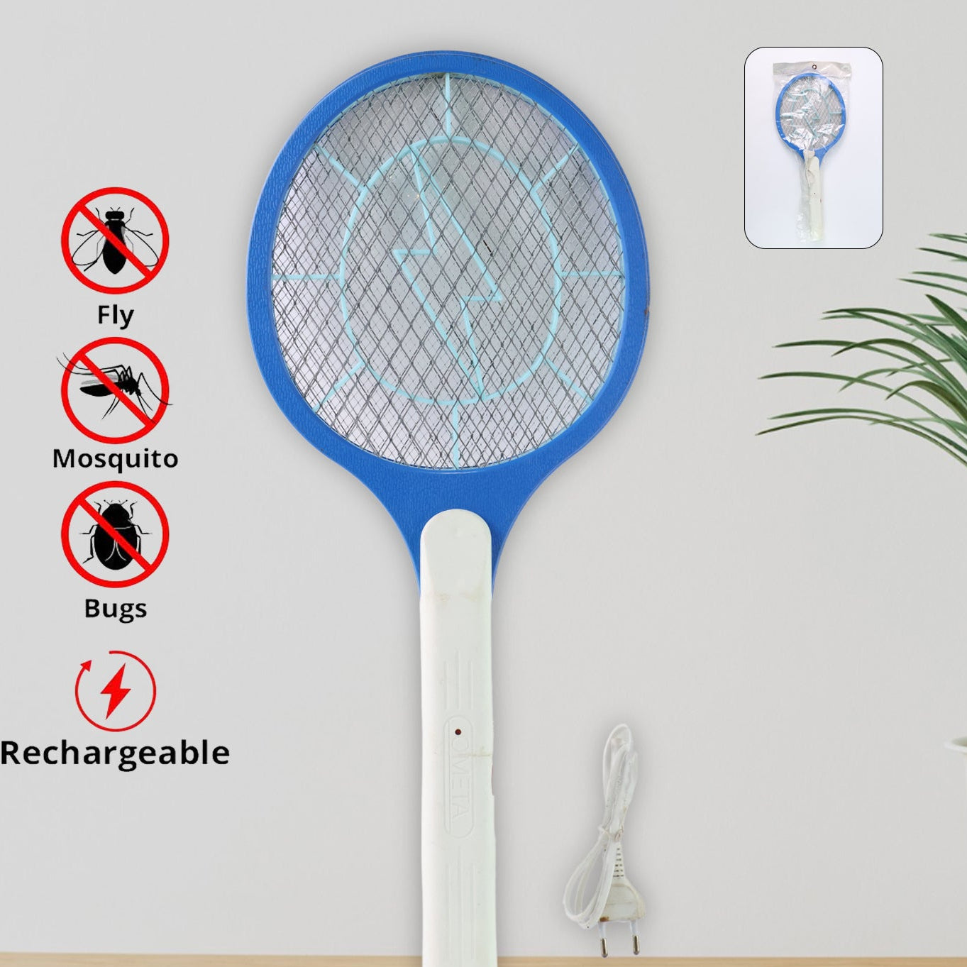 Anti Mosquito Racquet Rechargeable Insect Killer Bat With Led Light - Happy Price - Image 1