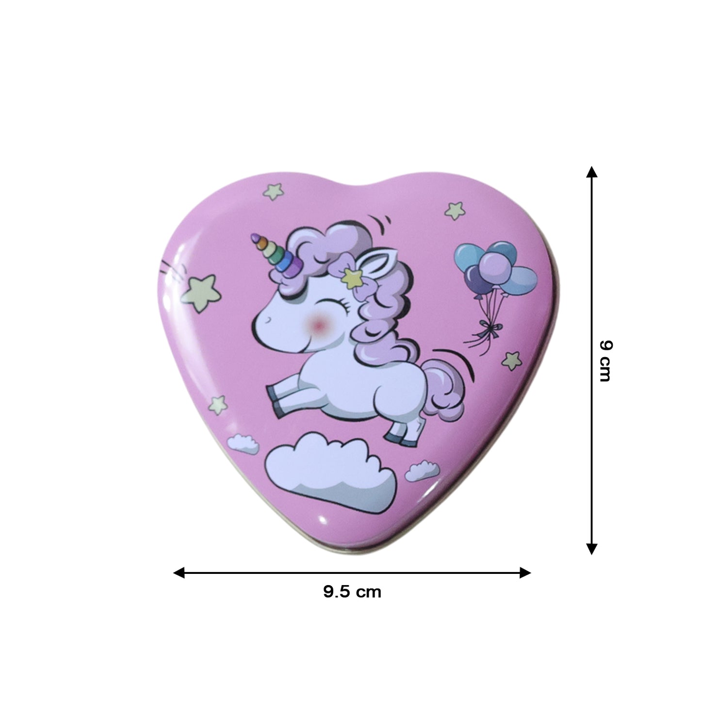 Heart Shaped Unicorn Print Storage Box - 1 Pc Decorative Metal Tin for Gifts & Small Items - Happy Price - Image 5