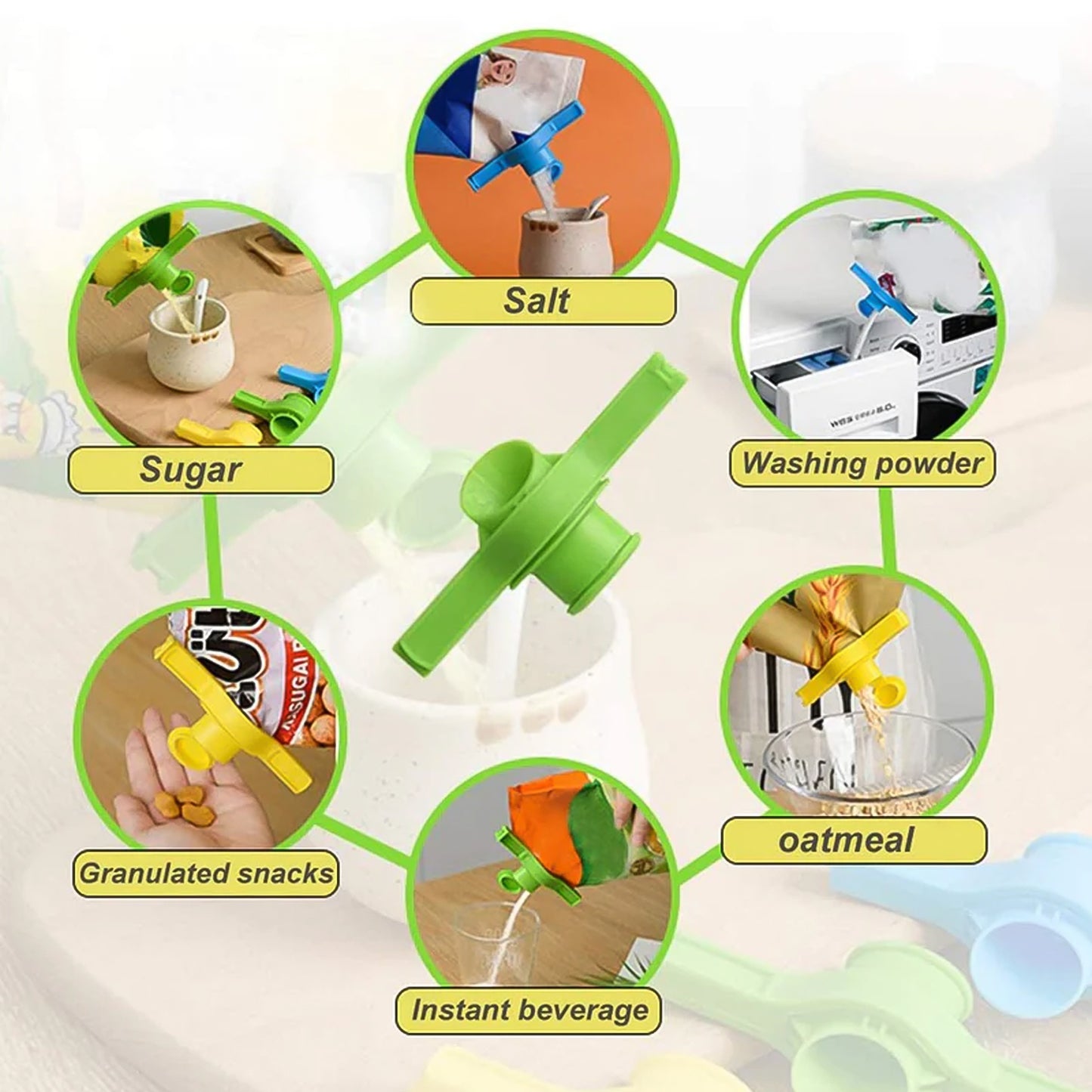 4 Pcs Pouch Sealer Clip with Pouring Spout - Reusable Bag Dispenser for Kitchen Groceries - Happy Price - Image 3