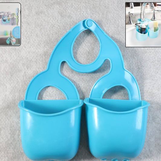 Double Compartment Sink Hanging Organizer - Plastic Faucet Caddy for Kitchen & Bathroom (1 Pc) - Happy Price - Image 1