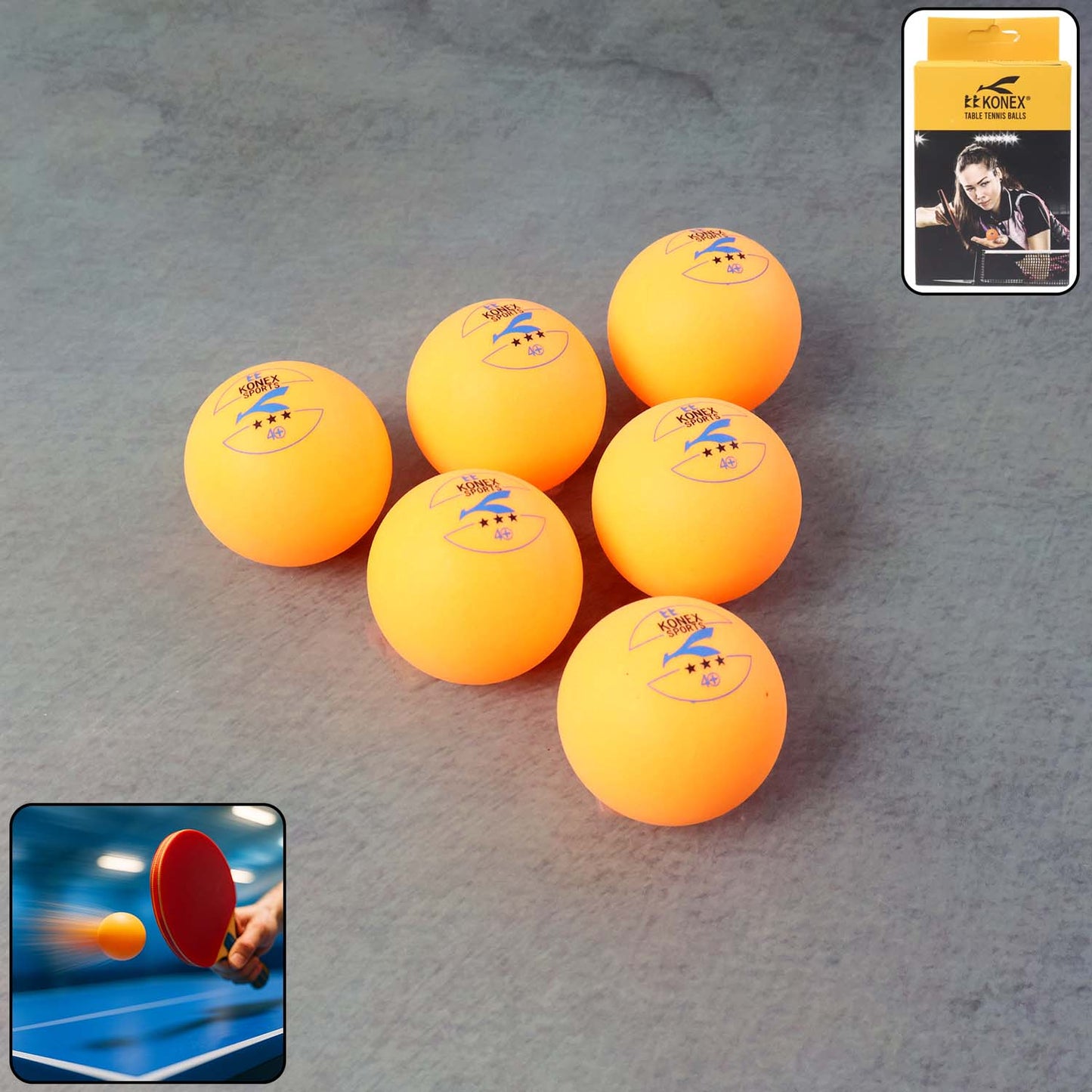 3-Star Table Tennis Balls (6 Pc) - 40mm Seamless ABS Plastic Ping Pong Balls - Happy Price - Image 2