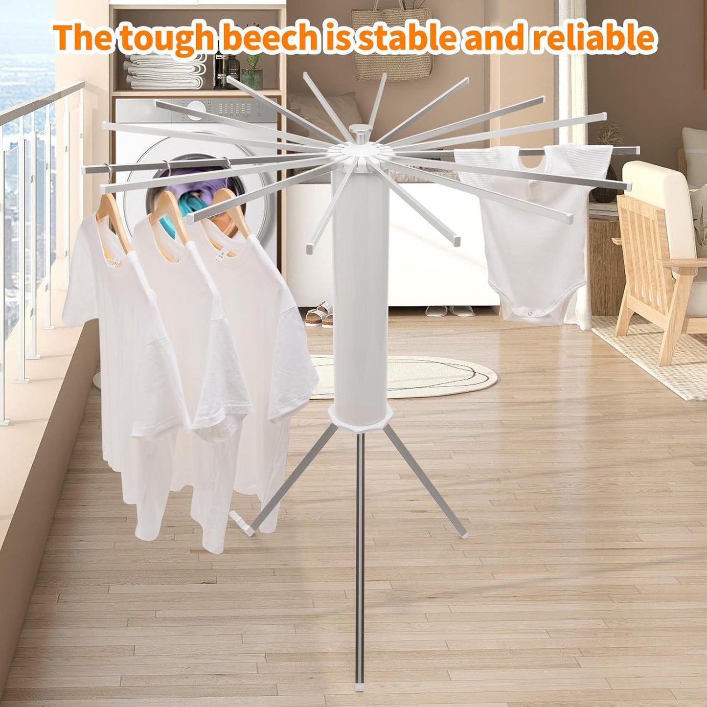 Foldable Rotary Clothes Drying Rack Stand (1 Pc) - Happy Price - Image 7