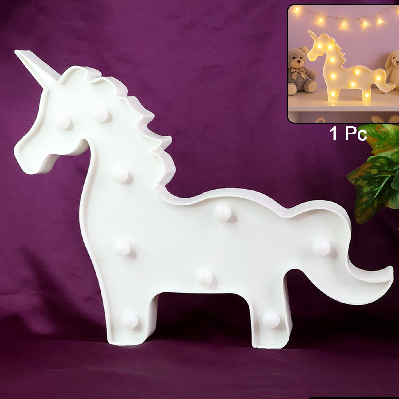 Unicorn Shaped LED Decorative Night Light (1 Pc) - Battery Operated for Kids Room - Happy Price - Image 1