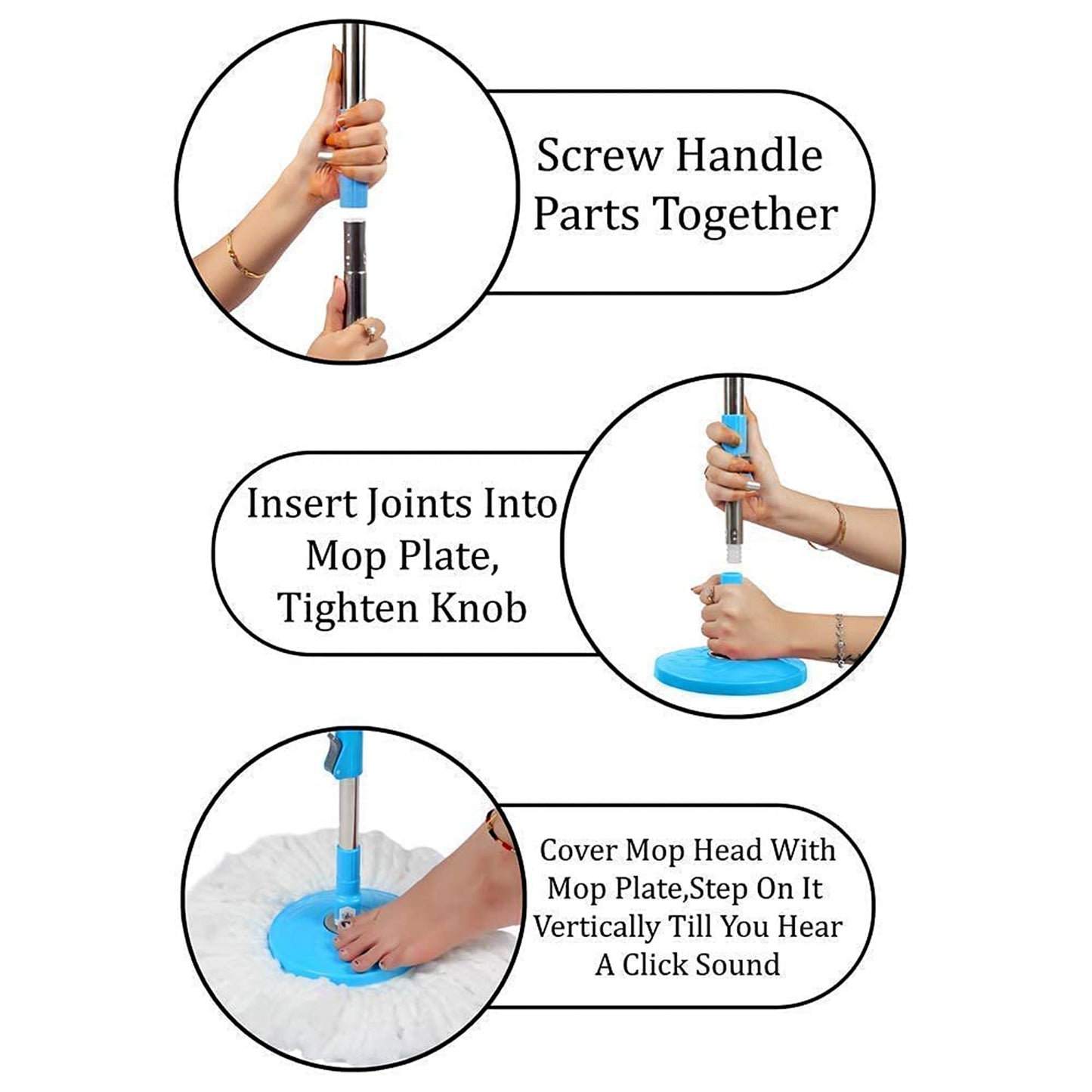 Apex Magic Spin Mop Cleaning Set With Dual Chamber Bucket  Wheels - Happy Price - Image 6
