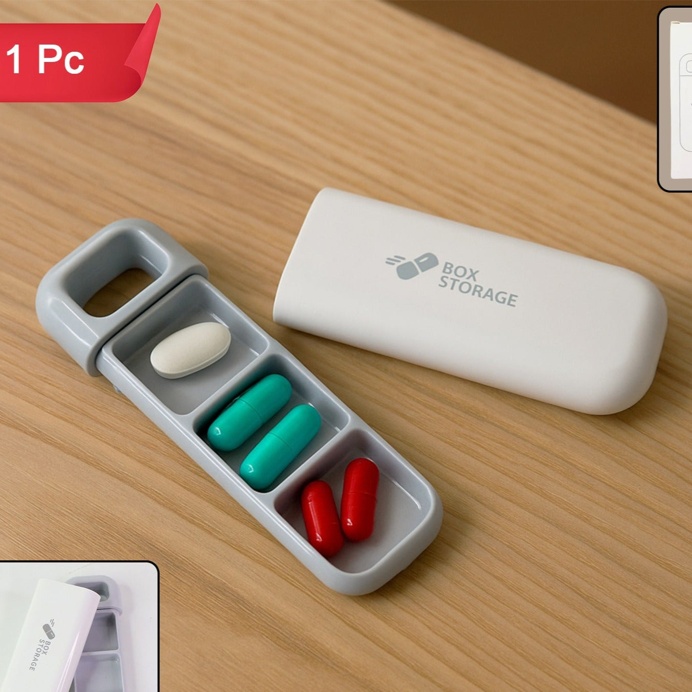Portable 3-Compartment Pill Organizer Box (1 Pc) - Compact Medicine Holder - Happy Price - Image 1