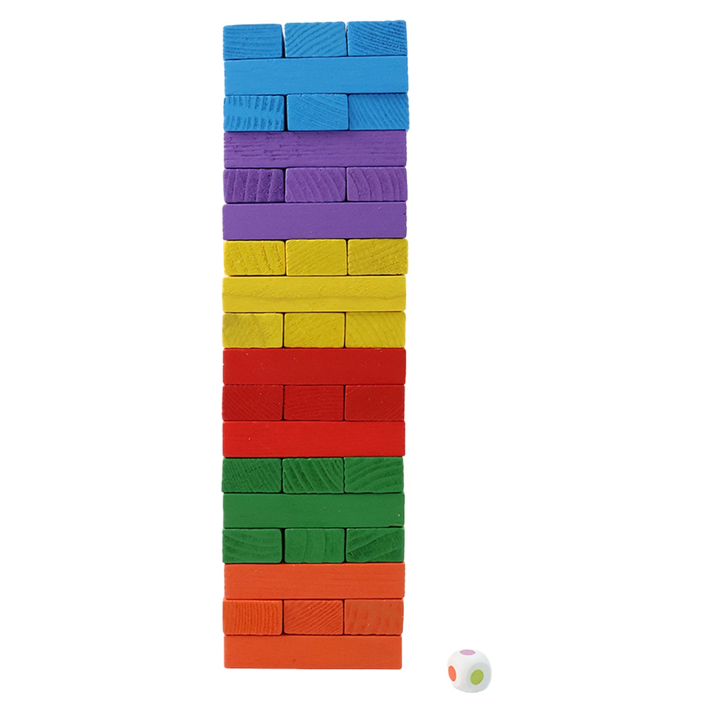 54 Piece Wooden Stacking Tower Game with Color Blocks & Action Die - Happy Price - Image 5