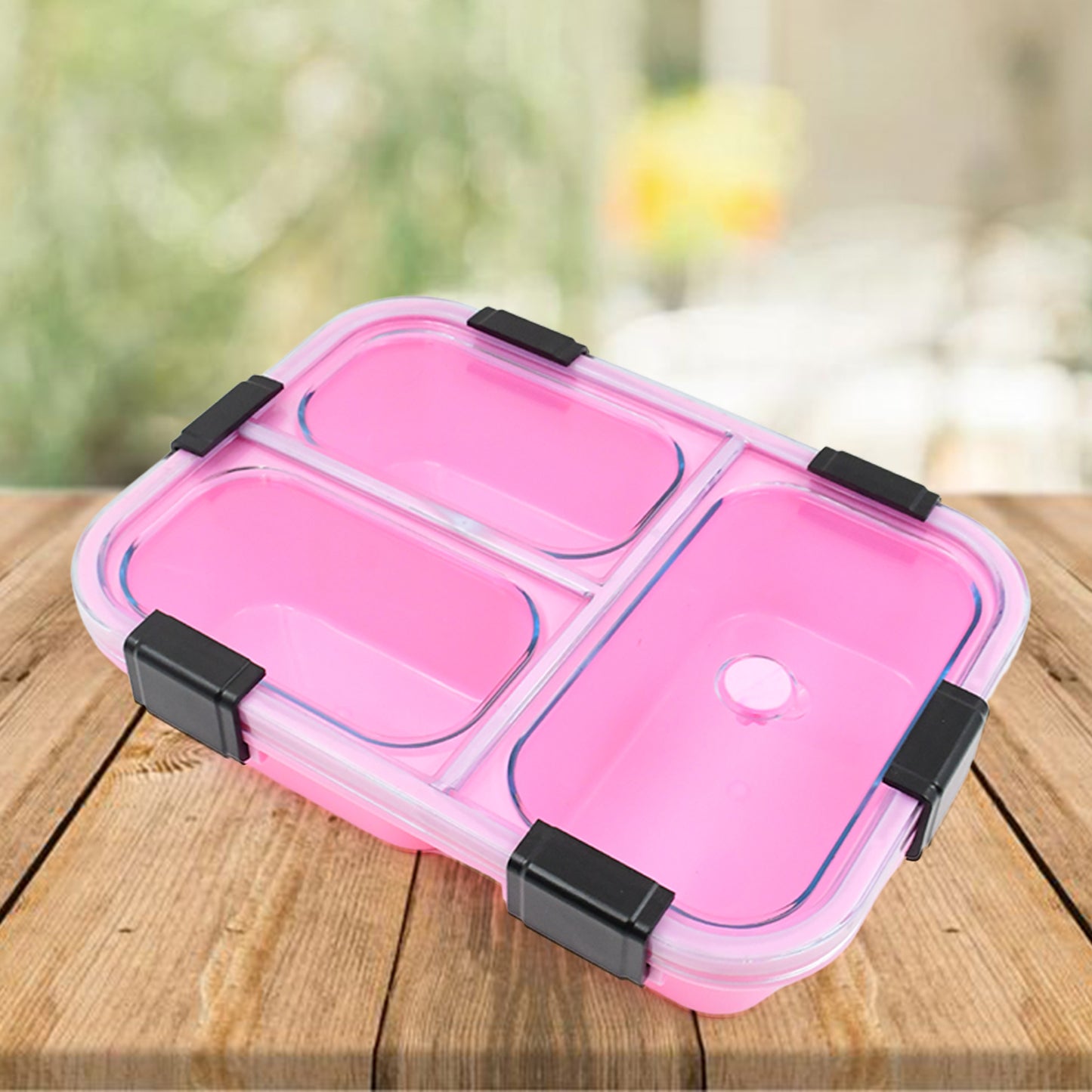 Plastic 3 Compartment Insulated Lunch Box Lunch Box (1 Pc) - Happy Price - Image 2