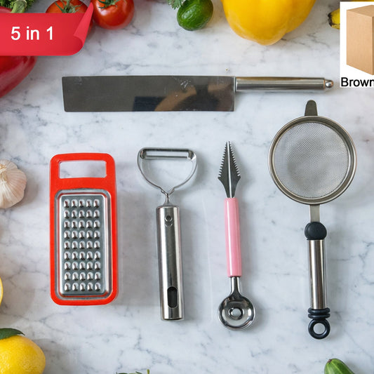5-in-1 Multipurpose Kitchen Gadget Set - Chopper, Grater, Peeler, Scoop & Strainer (1 Set) - Happy Price - Image 1