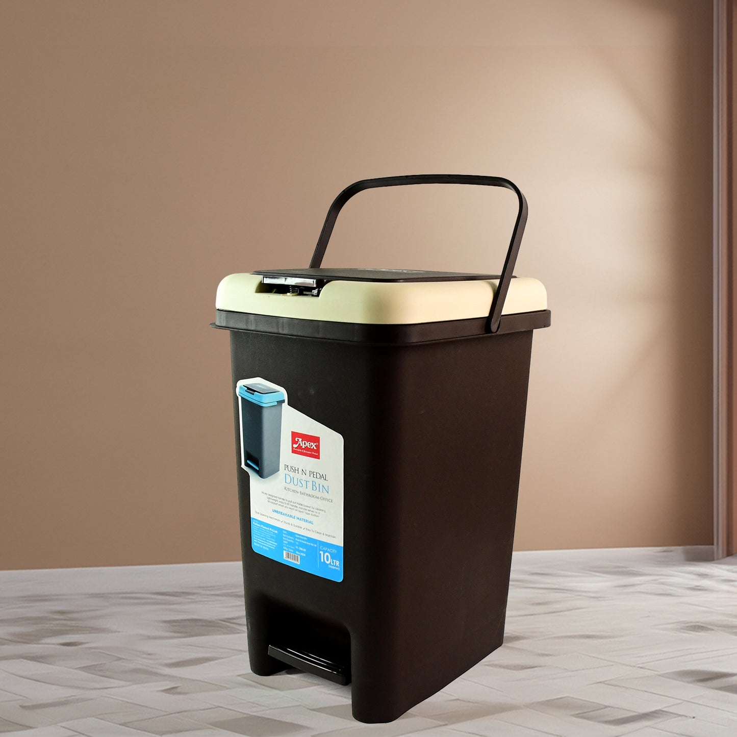 Apex Push N Pedal Plastic Dustbin 10l Capacity (1 Pc) - Happy Price - Image 5