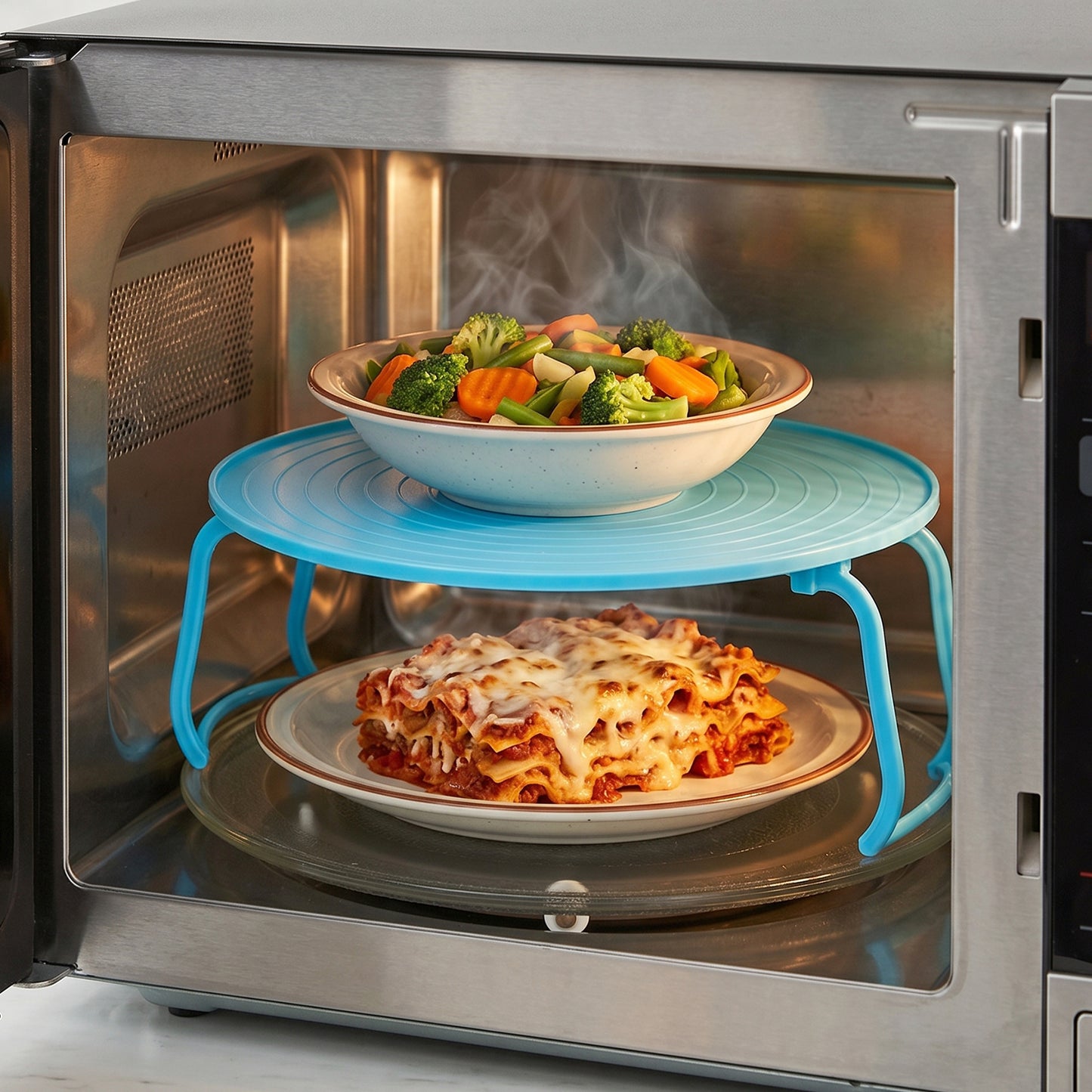 Decorative Plastic Serving Tray with Stand - Non-Slip, Microwave Safe (1 Pc) - Happy Price - Image 6