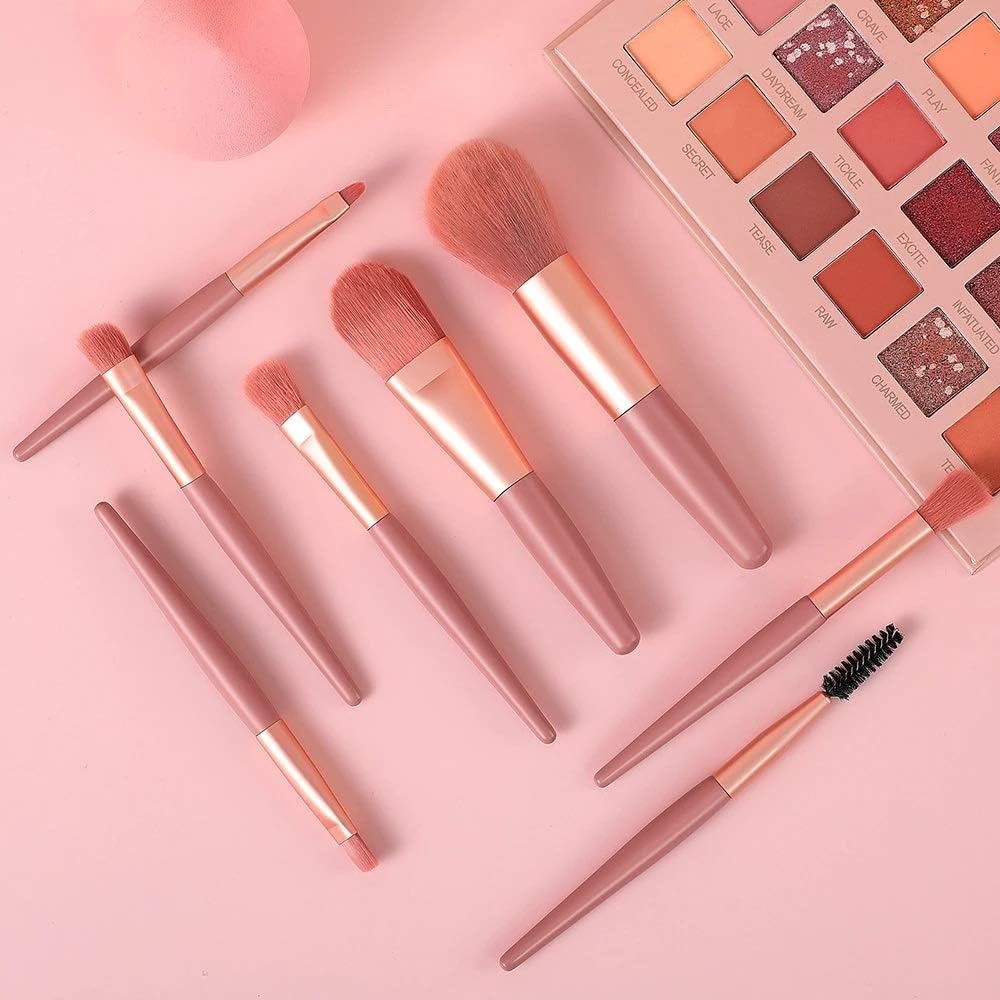 8 Pcs Mini Makeup Brush Set With Case Portable Foundation Brush Kit Travel Premium Synthetic Bristles Cosmetic Brush Set For Powder Blending Blush Eyeshadow Lipstick (Mix Color 8 Pcs Set) - Happy Price - Image 2