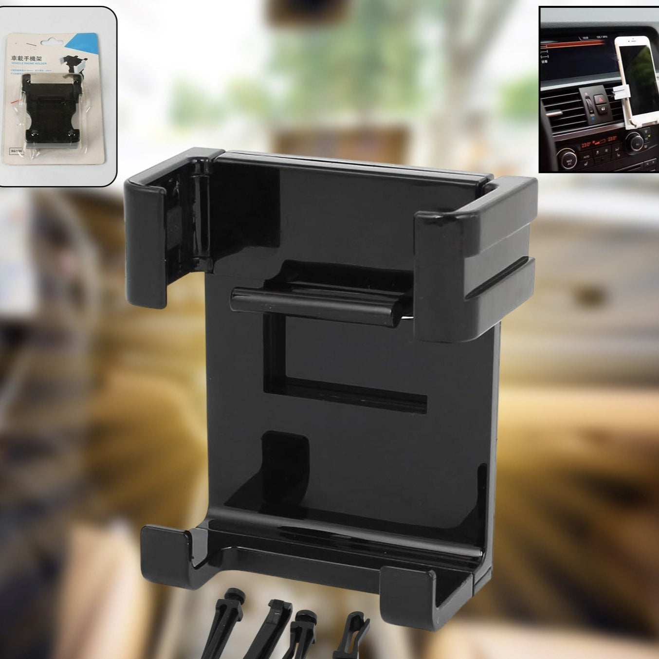 smartphone Car Phone Holder Car Air Conditioning Vent Phone Holder Holder Stand For Mobile Phone Cellphone Gps Dashboard Bracket For Car (1 Pc) - Happy Price - Image 1