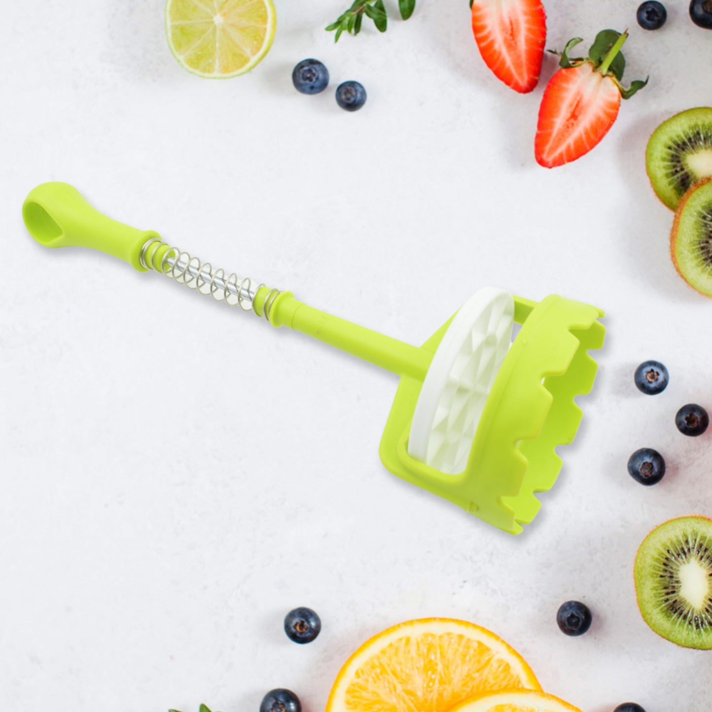 Multi Functional One-handed Plastic Manual Mashed Potatoes Masher Mash Sweet Potato Masher With Comfort Grip And Stainless-steel Spring Design For Nonstick Pans (1 Pc) - Happy Price - Image 3