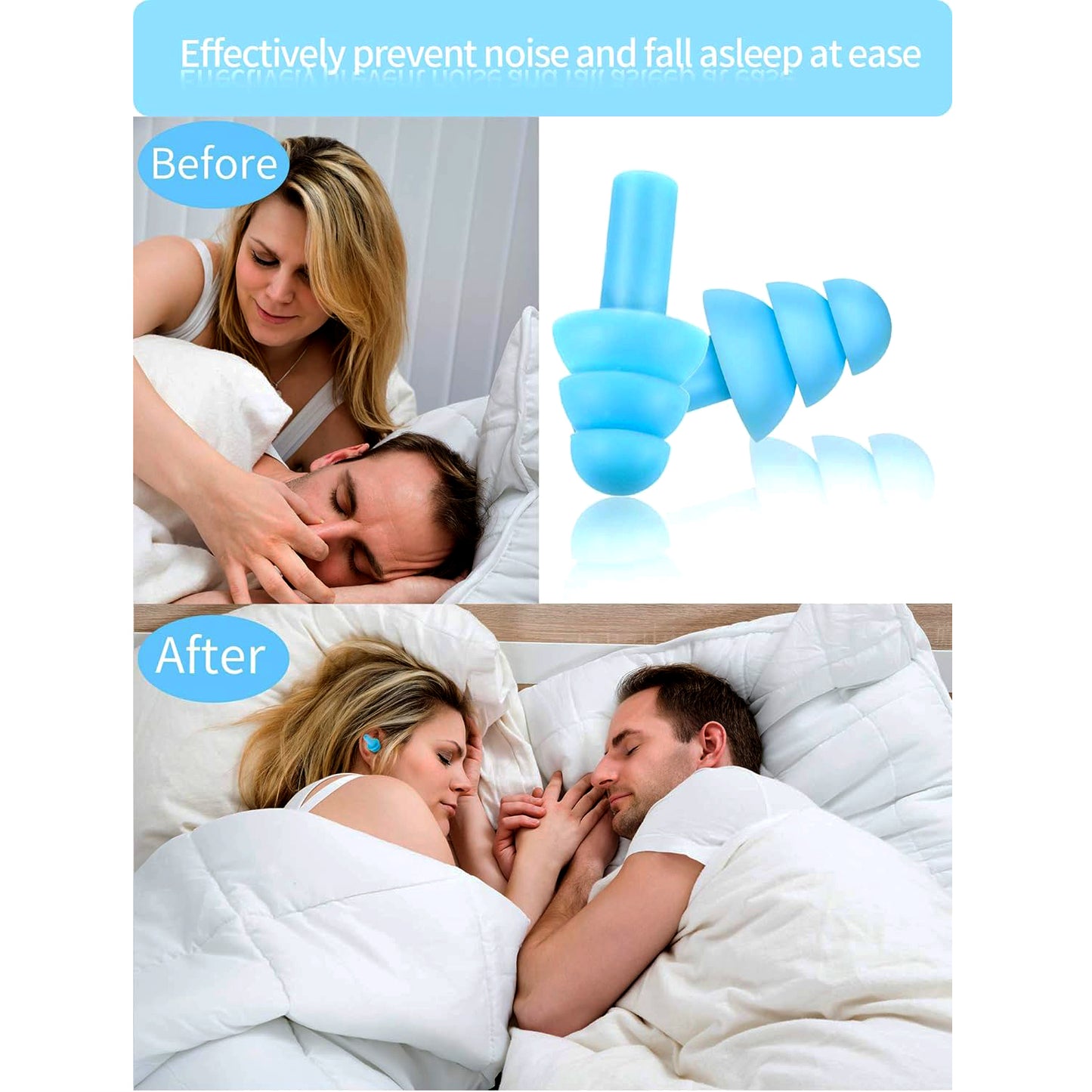 Soft Foam Earplugs for Sleep & Travel - Noise Reduction (2 Pc Set) - Happy Price - Image 2