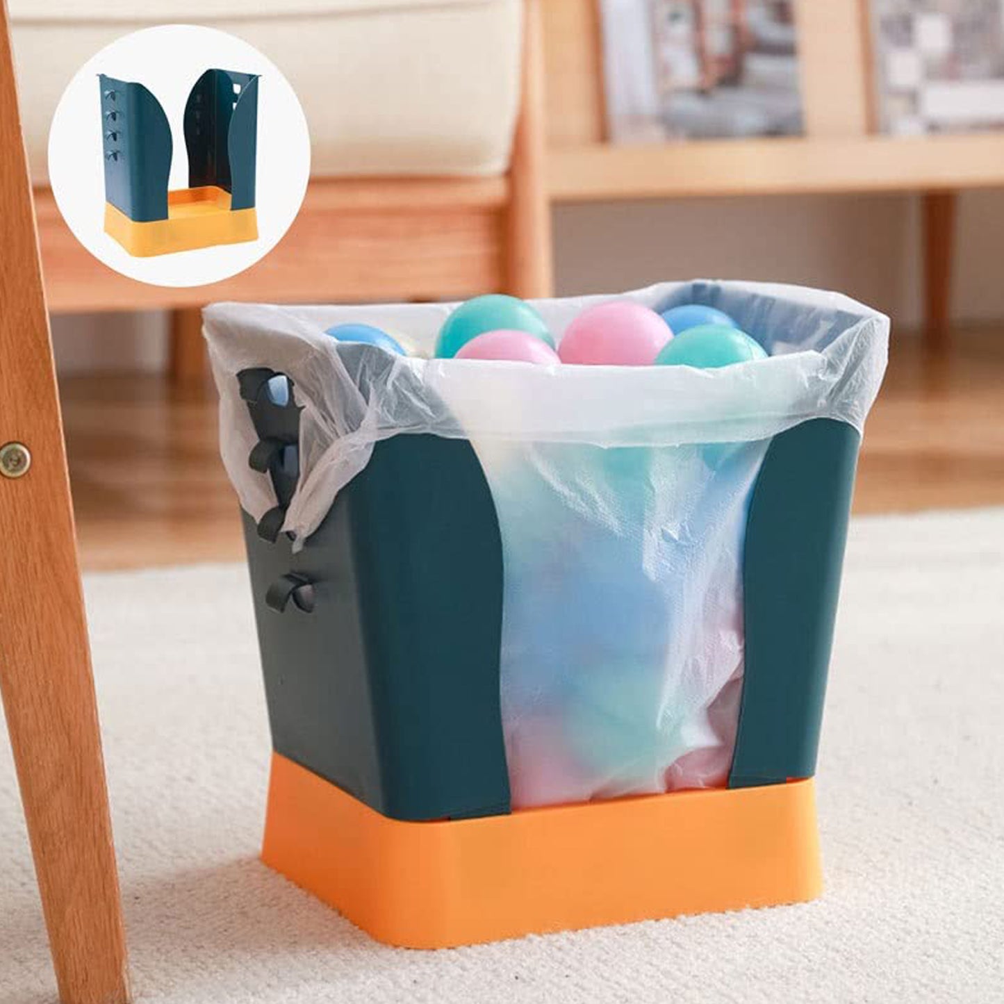 Waste Bin Trash Can Waste Container Expandable Trash Can Plastic Trash Can Plastic Garbage Can Expandable Trash Bag Holder Large Capacity For Kitchen Bathroom Living Room Bedroom Outdoor (1 Pc) - Happy Price - Image 3