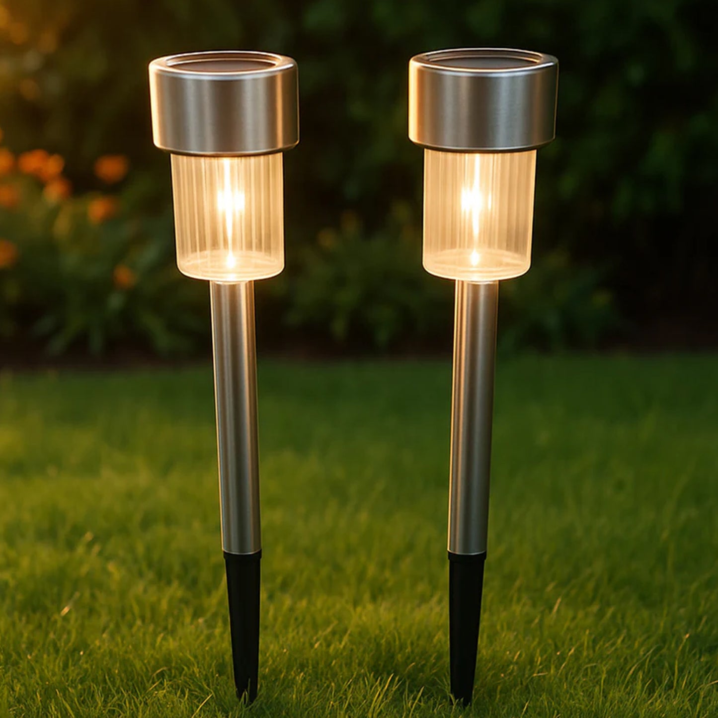 12 Pc Solar Garden Lights Set - Stainless Steel Outdoor Pathway Lamps - Happy Price - Image 7