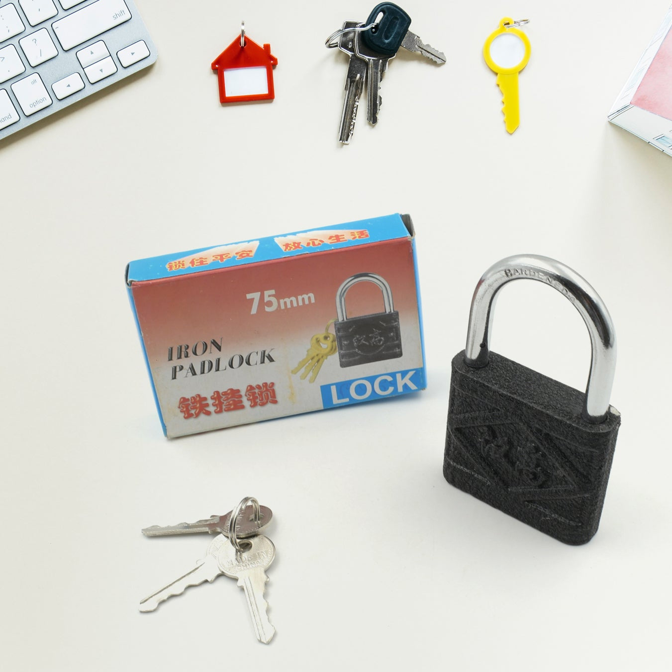 Iron Padlockbrass Core And Thickened Spray Black Iron Door Lock For Home Dormitory Waterproof Antirust Anti-theft Padlocks Outdoor Gate Shed Locks Warehouse Big Iron Door Drawer Lock (75mm) - Happy Price - Image 1