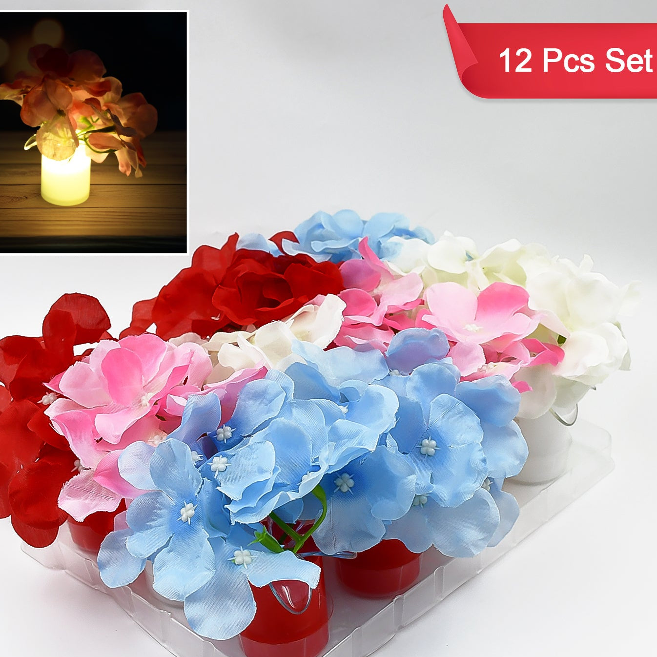 12 Pcs LED Artificial Flower Mood Lamp Set for Home Decor - Happy Price - Image 1