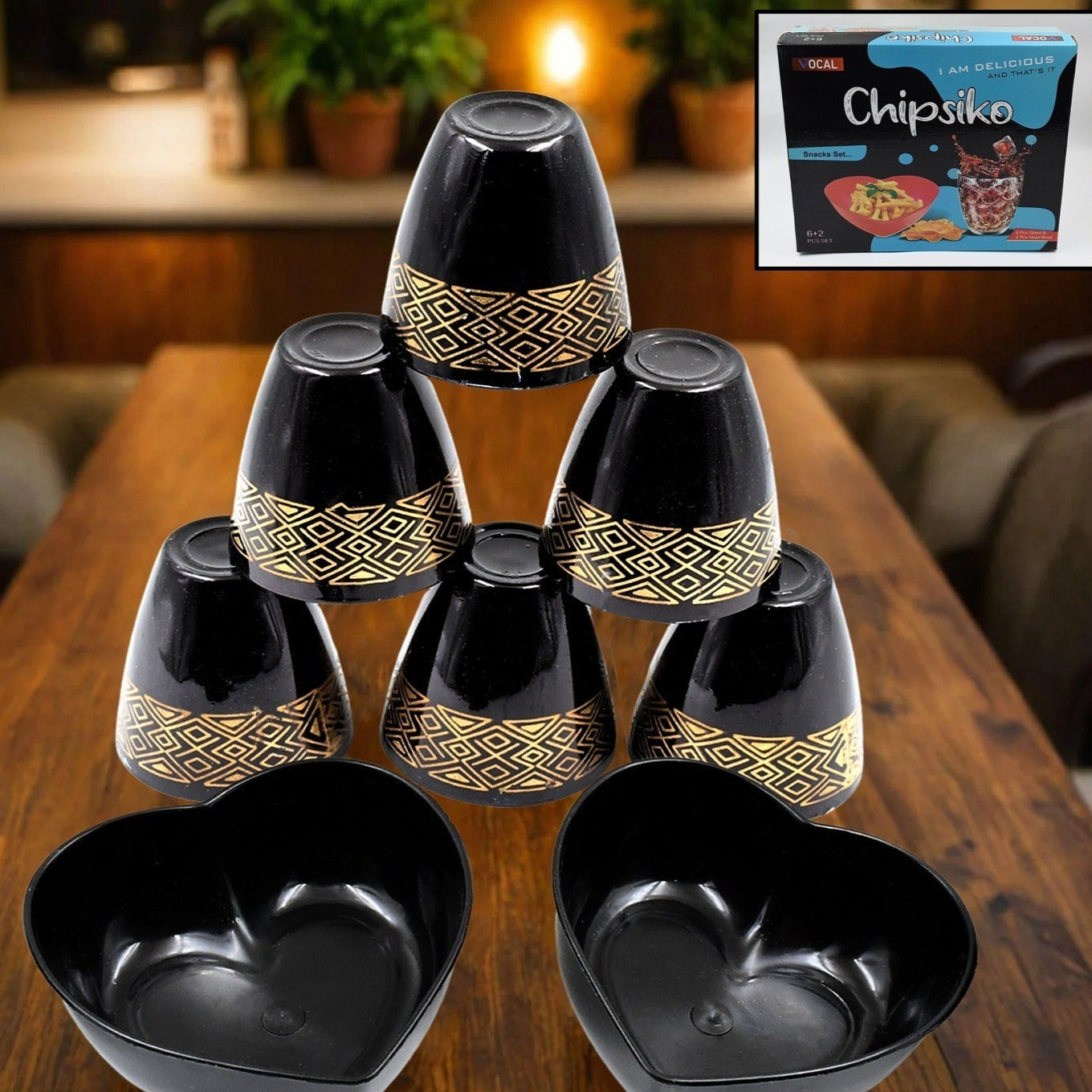 2 Bowl  6 Glass Snake Set ( 8 Pc Set ) - Happy Price - Image 2