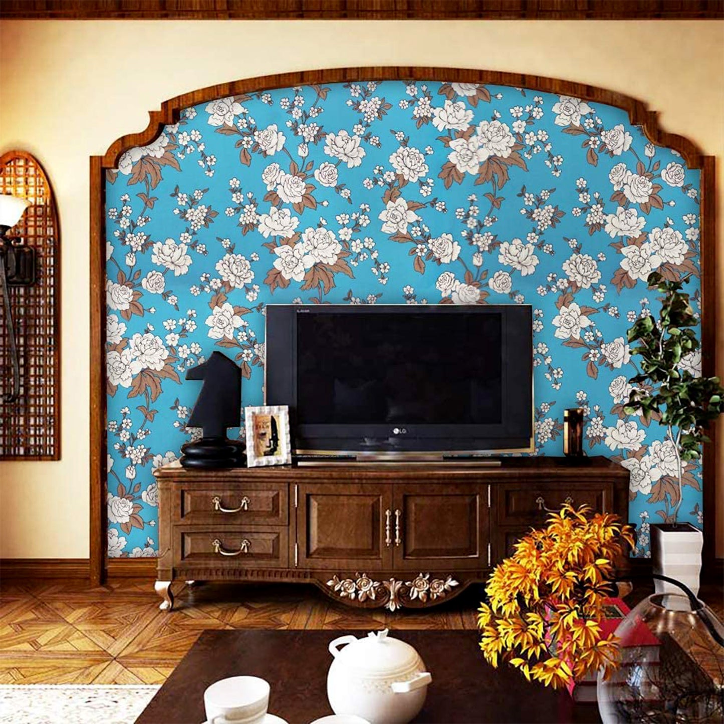 Floral Pattern Self-Adhesive Wallpaper Roll - 45 cm x 1 Meter (1 Pc) - Happy Price - Image 5