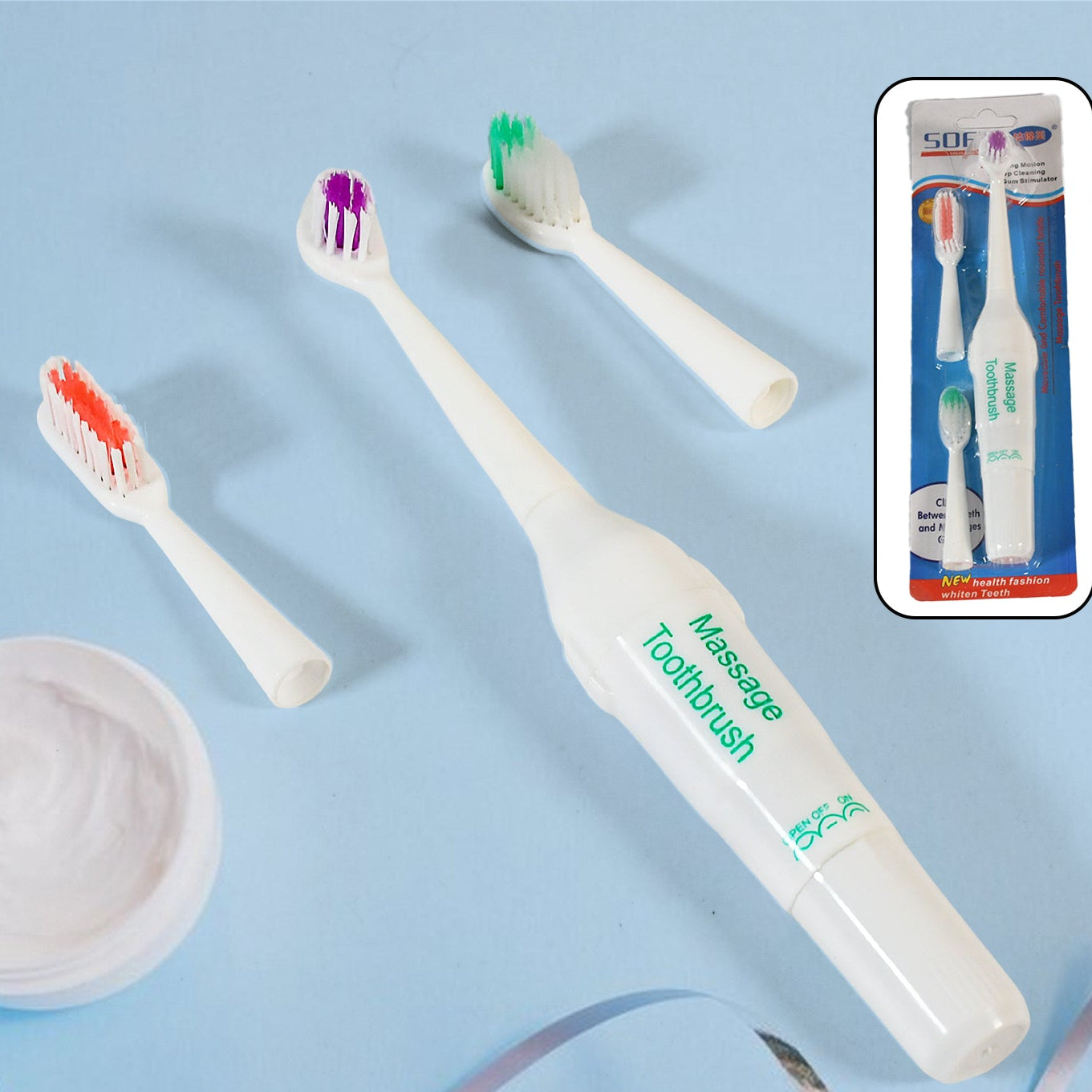 Electric Toothbrush For Adults And Teens Electric Toothbrush Battery Operated Deep Cleansing Toothbrush With Extra Brush Heads (Battery Not Included) - Happy Price - Image 1