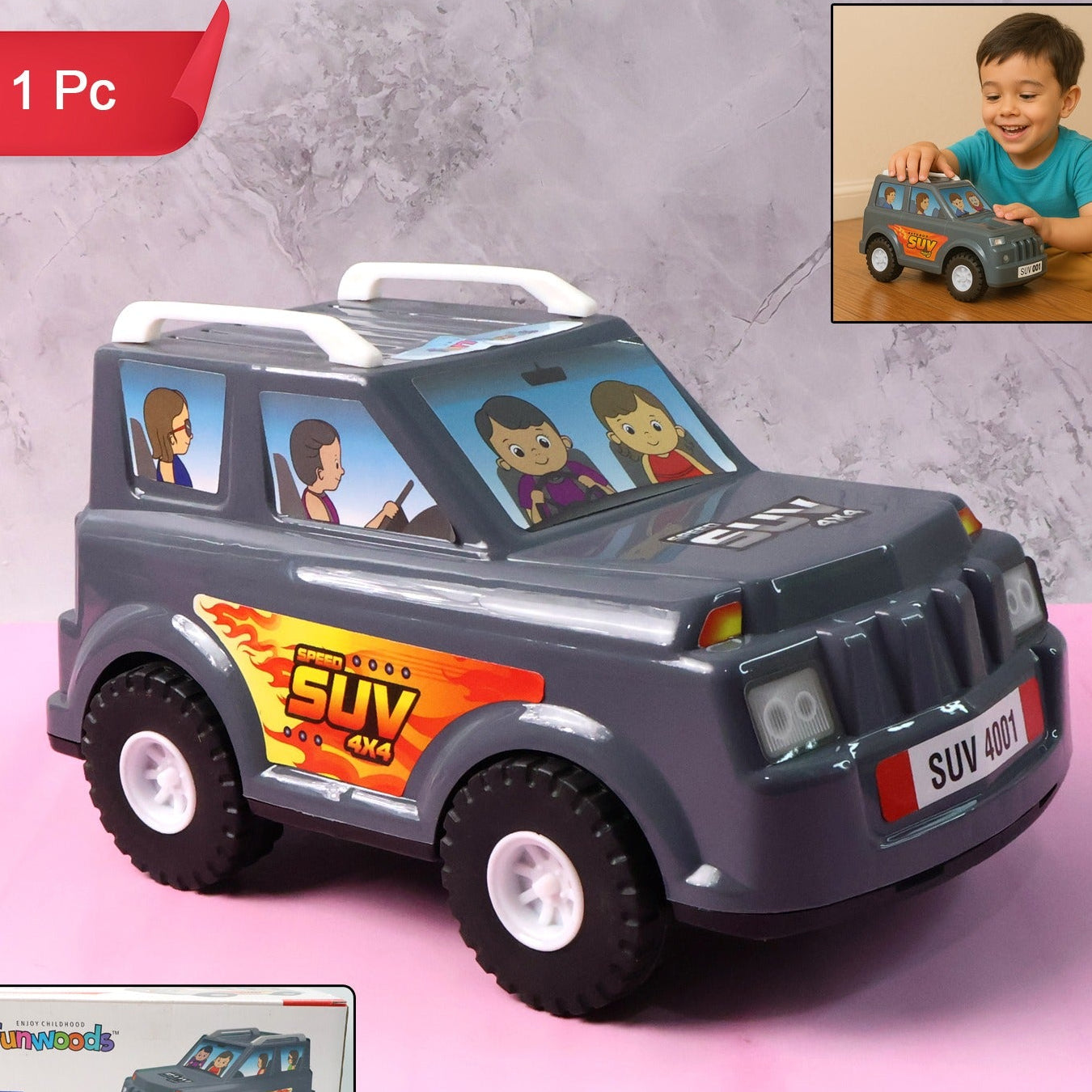 Friction Powered SUV Toy Car for Kids (1 Pc) - Happy Price - Image 1