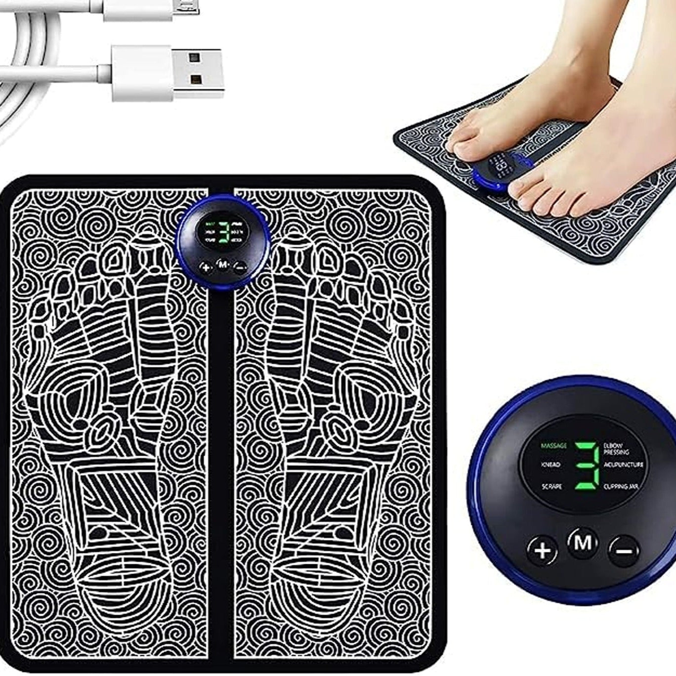 Ems Foot Massager Electric Feet Massager Deep Kneading Circulation Foot Booster For Feet And Legs Muscle Stimulator Folding Portable Electric Massage Machine - Happy Price - Image 1