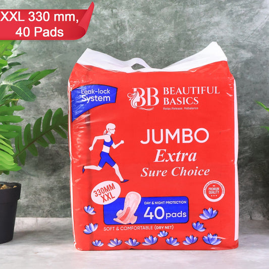 Beautiful Basics Jumbo Extra Sure Choice Sanitary Pads Xxl 330mm (40 Pc) - Happy Price - Image 1