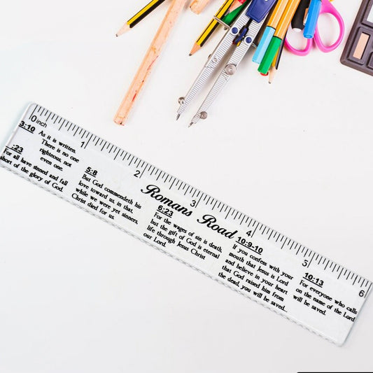 Romans Road Scripture Printed Plastic Ruler 6 Inch - Happy Price - Image 1
