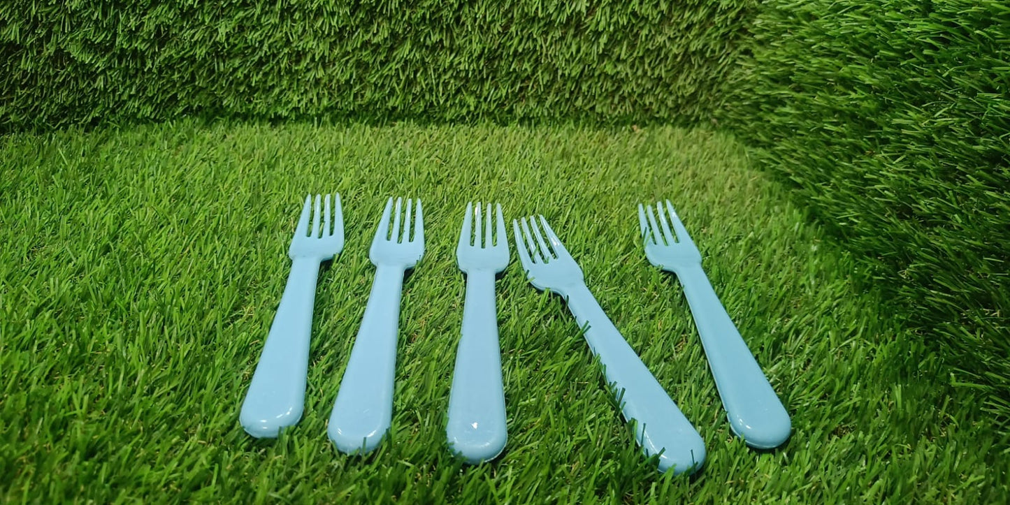 Reusable Premium Heavy Weight Plastic Forks Party Supplies One Size Plastic 5pc Serving Fork Set For Kitchen Travel Home (5pc) - Happy Price - Image 7