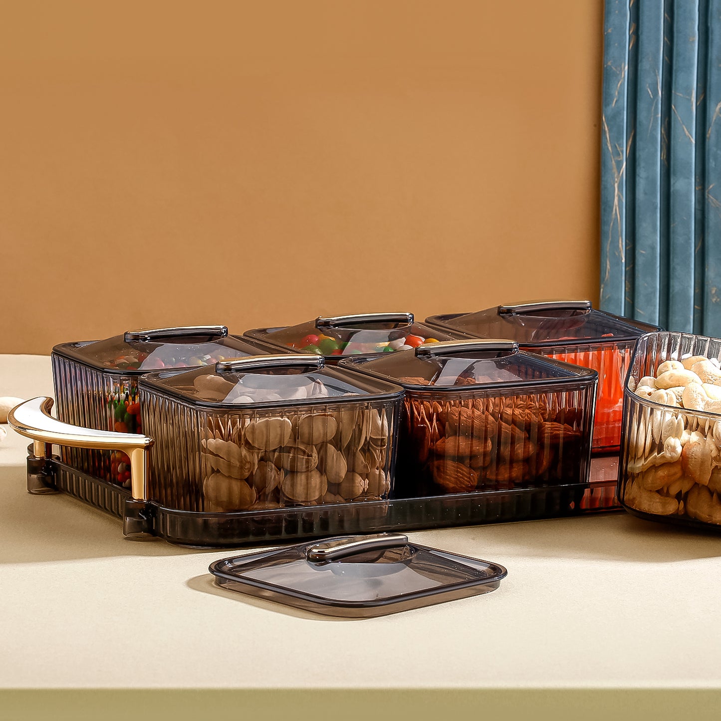 Liger Multipurpose Transparent Spice Jar Set With Tray And Lids 400ml Approx (6 Pc) - Happy Price - Image 5