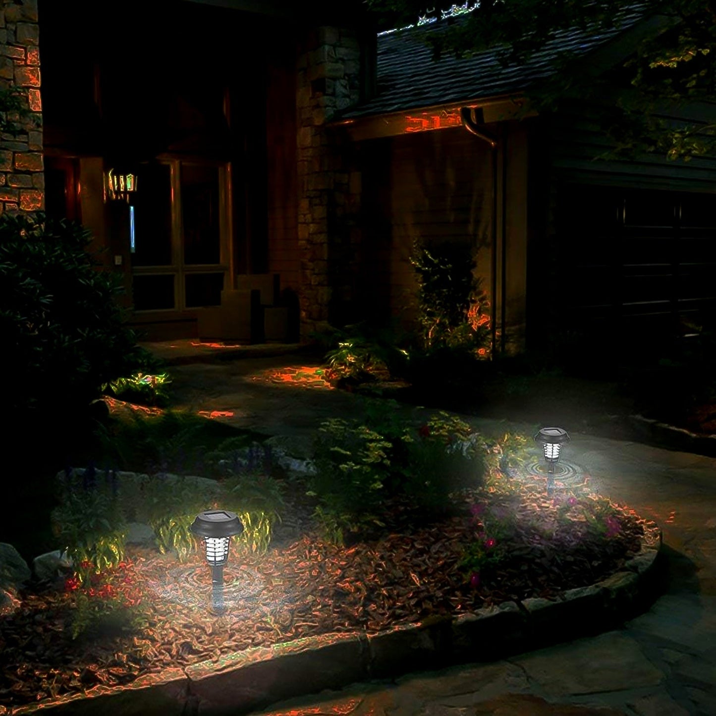 Solar Powered LED Mosquito Killer Lamp - 2 Pcs Garden Bug Zapper - Happy Price - Image 2