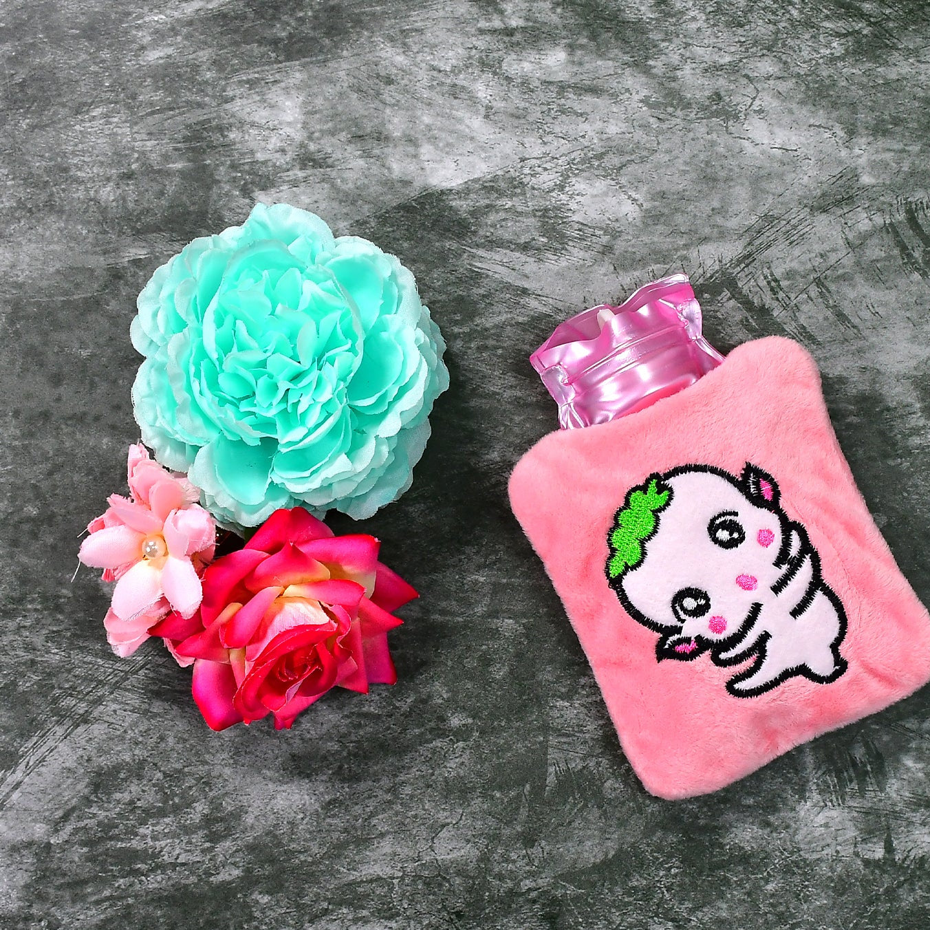 Pink Cartoon Hot Water Bag with Soft Cover for Pain Relief & Warmth - Happy Price - Image 1