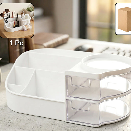 Multipurpose Storage Organizer Box with Drawer - White (1 Pc) - Great Price - Image 1