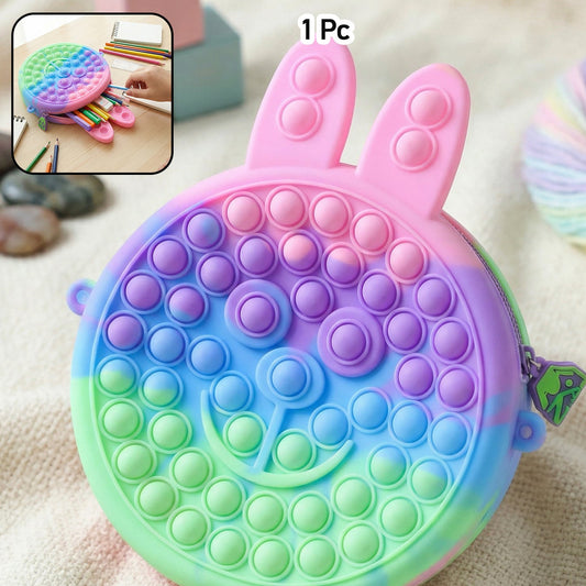 Cute Caterpillar Shape Pop It Silicone Pencil Pouch (1 Pc)