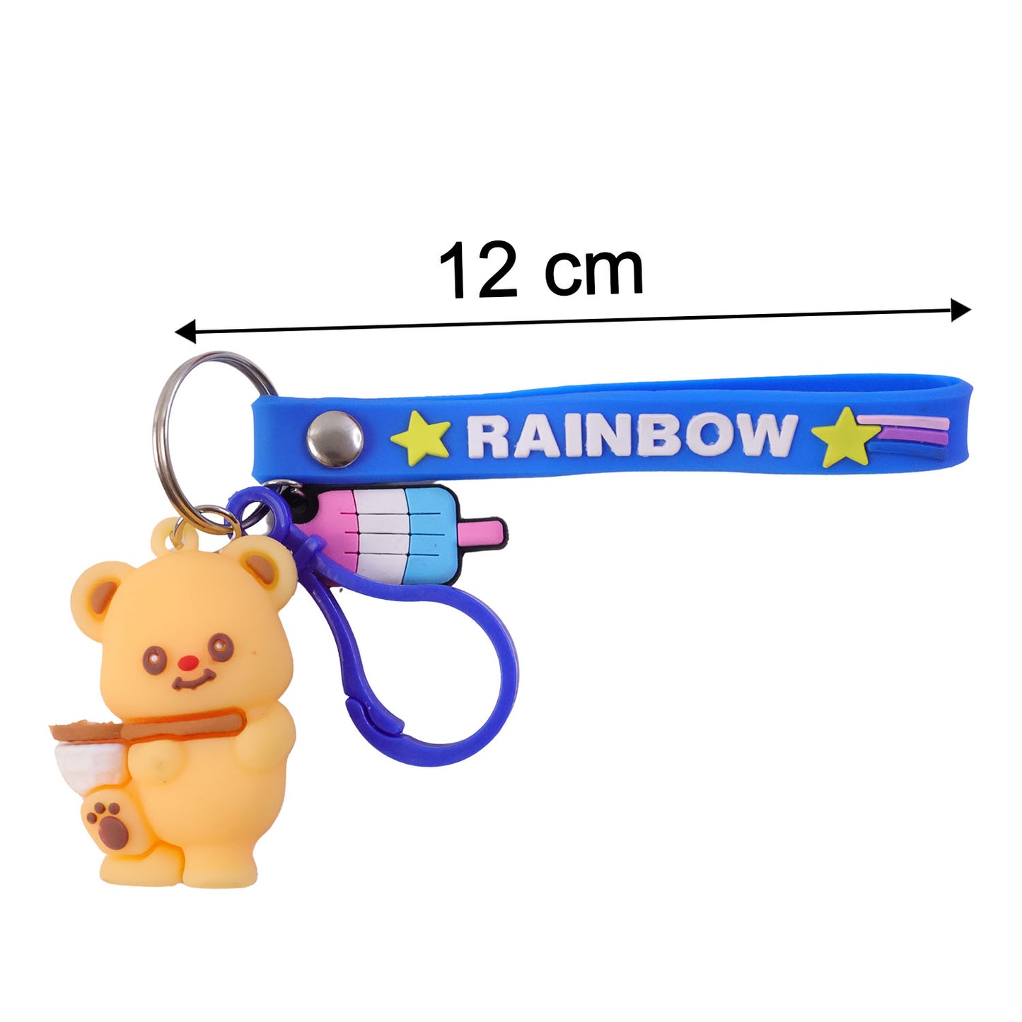 Cute Bear Charm Keychain with Rainbow Strap - 1 Pc - Happy Price - Image 5