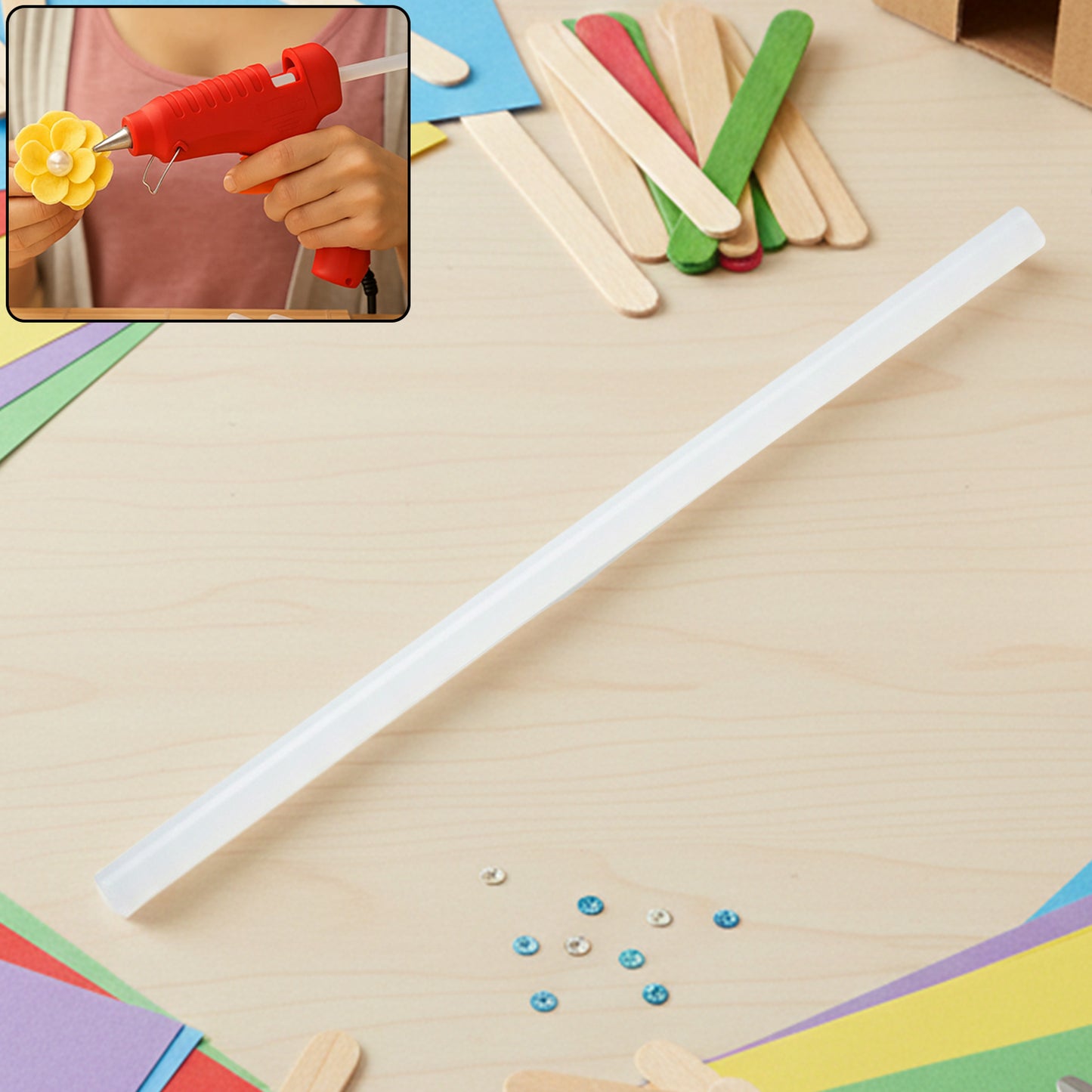 Extra Long 29cm Hot Melt Glue Stick - Transparent Adhesive for Craft & Repair (1 Pc) - Happy Price - Image 2